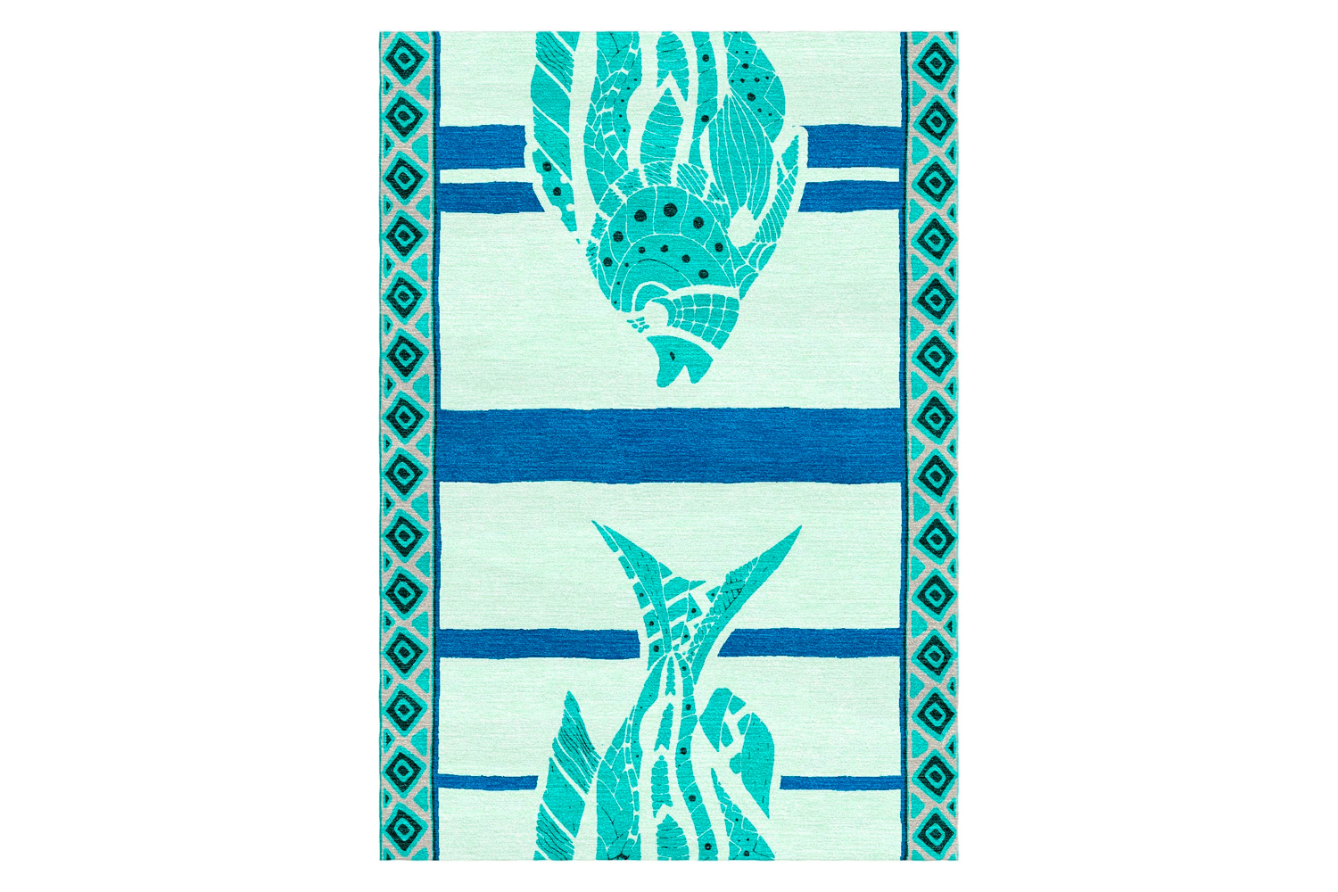 Gordian Rugs - Fish Wool Rug Turquoise