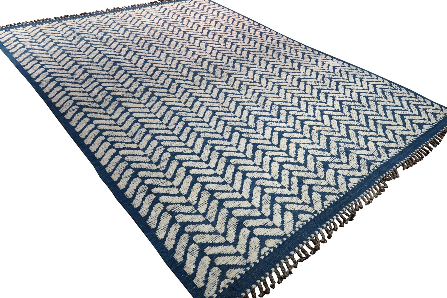 Gordian Rugs - Blue Modern Afghan Herringbone Rug