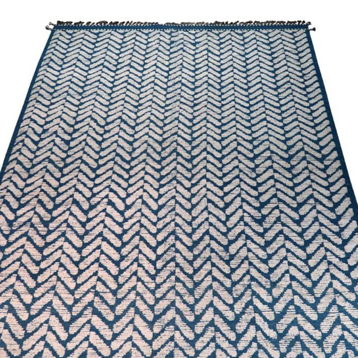 Gordian Rugs - Blue Modern Afghan Herringbone Rug