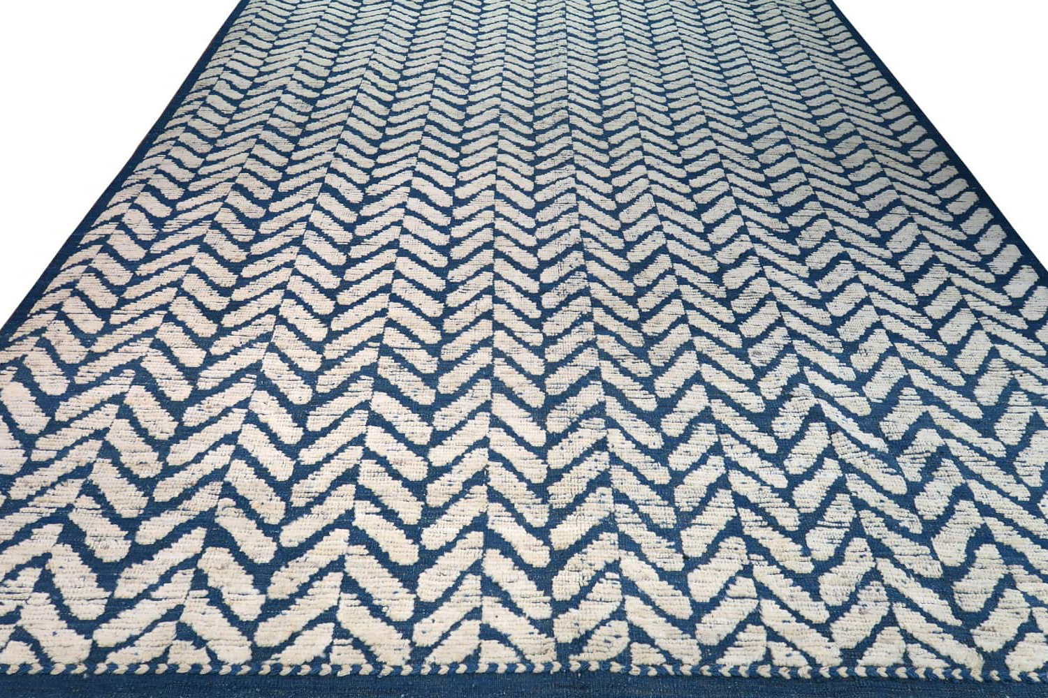 Gordian Rugs - Blue Modern Afghan Herringbone Rug