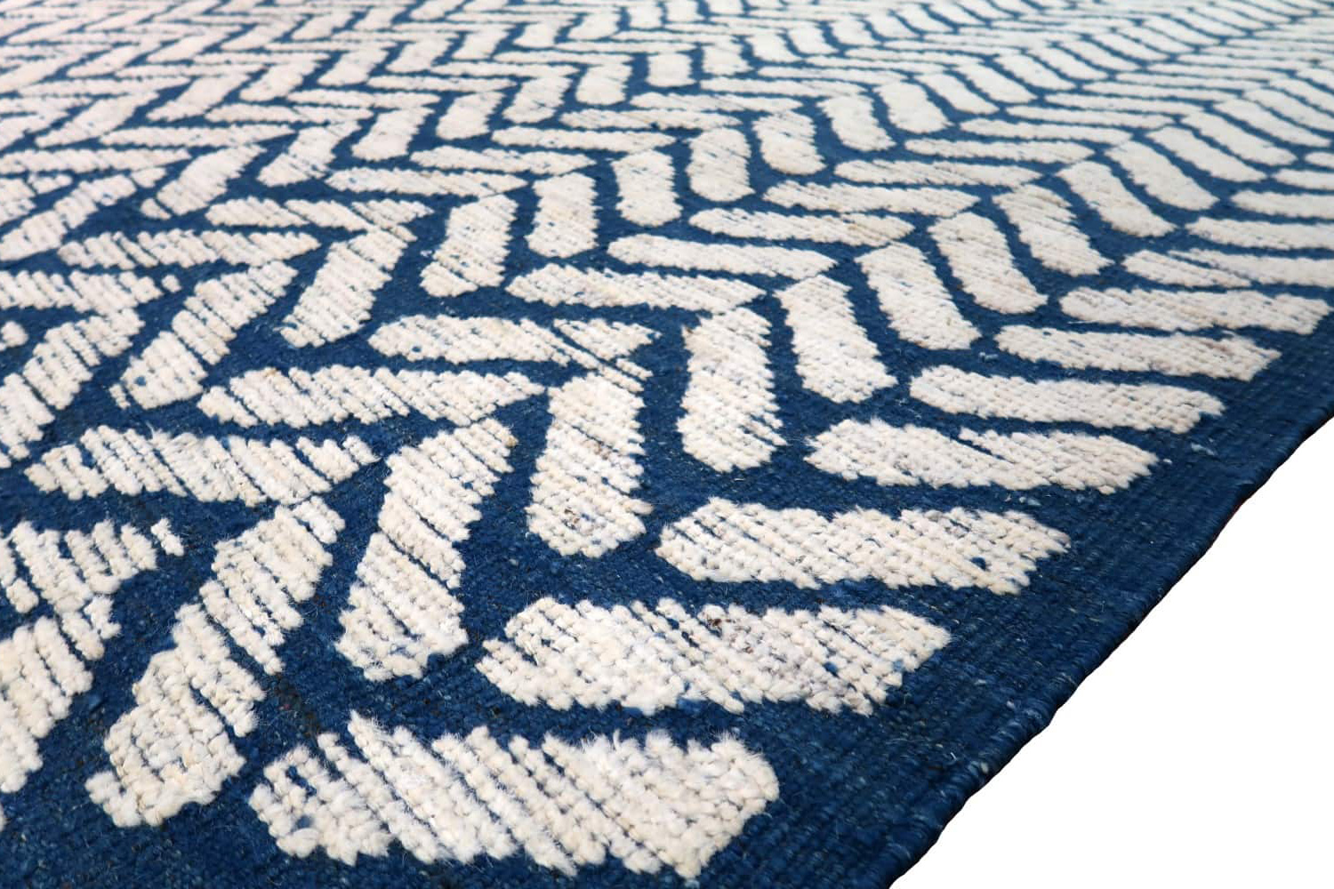 Gordian Rugs - Blue Modern Afghan Herringbone Rug