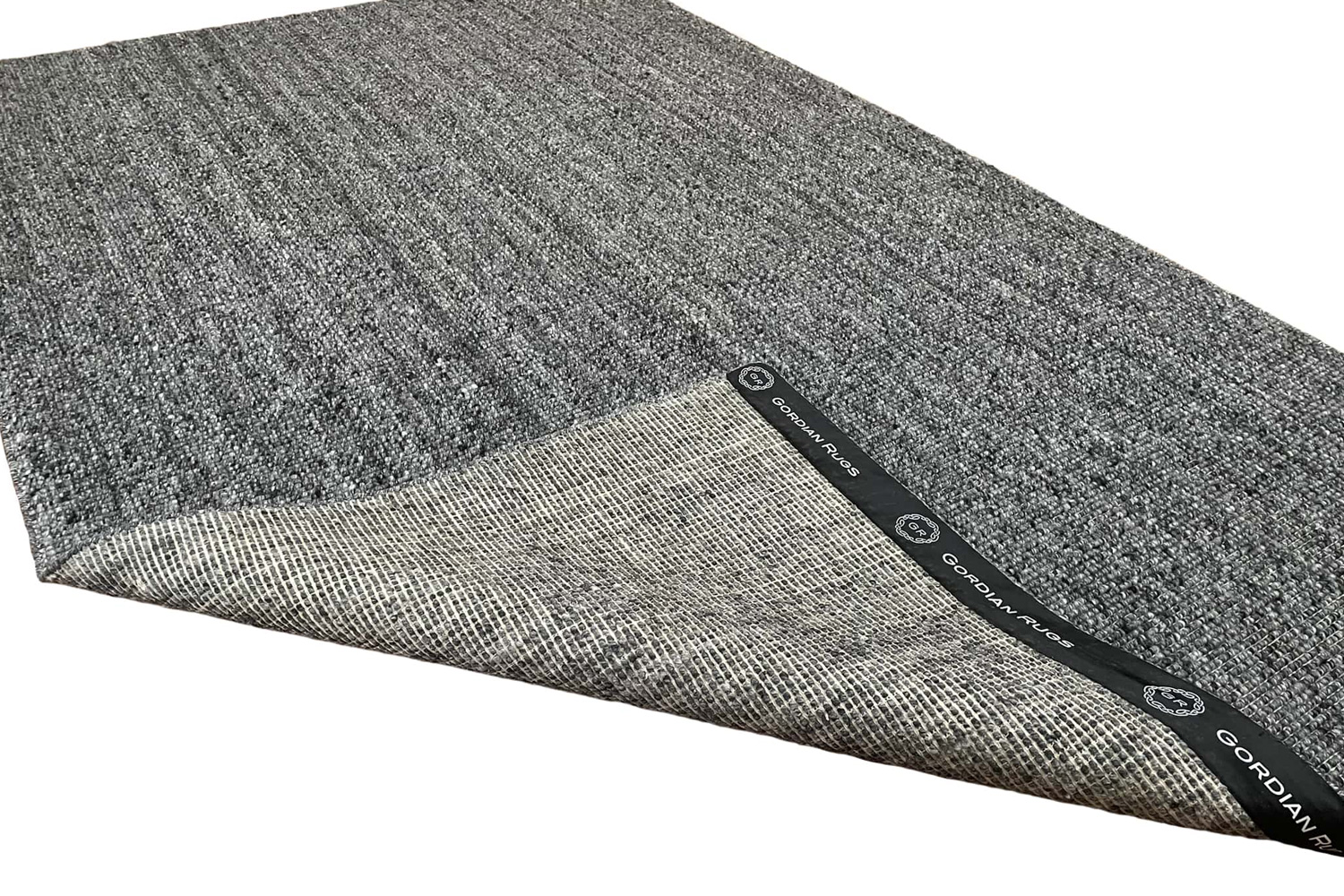 Gordian Rugs Handwoven Charcoal Popcorn Braided Rug Performance Fabric - 4" x 6"