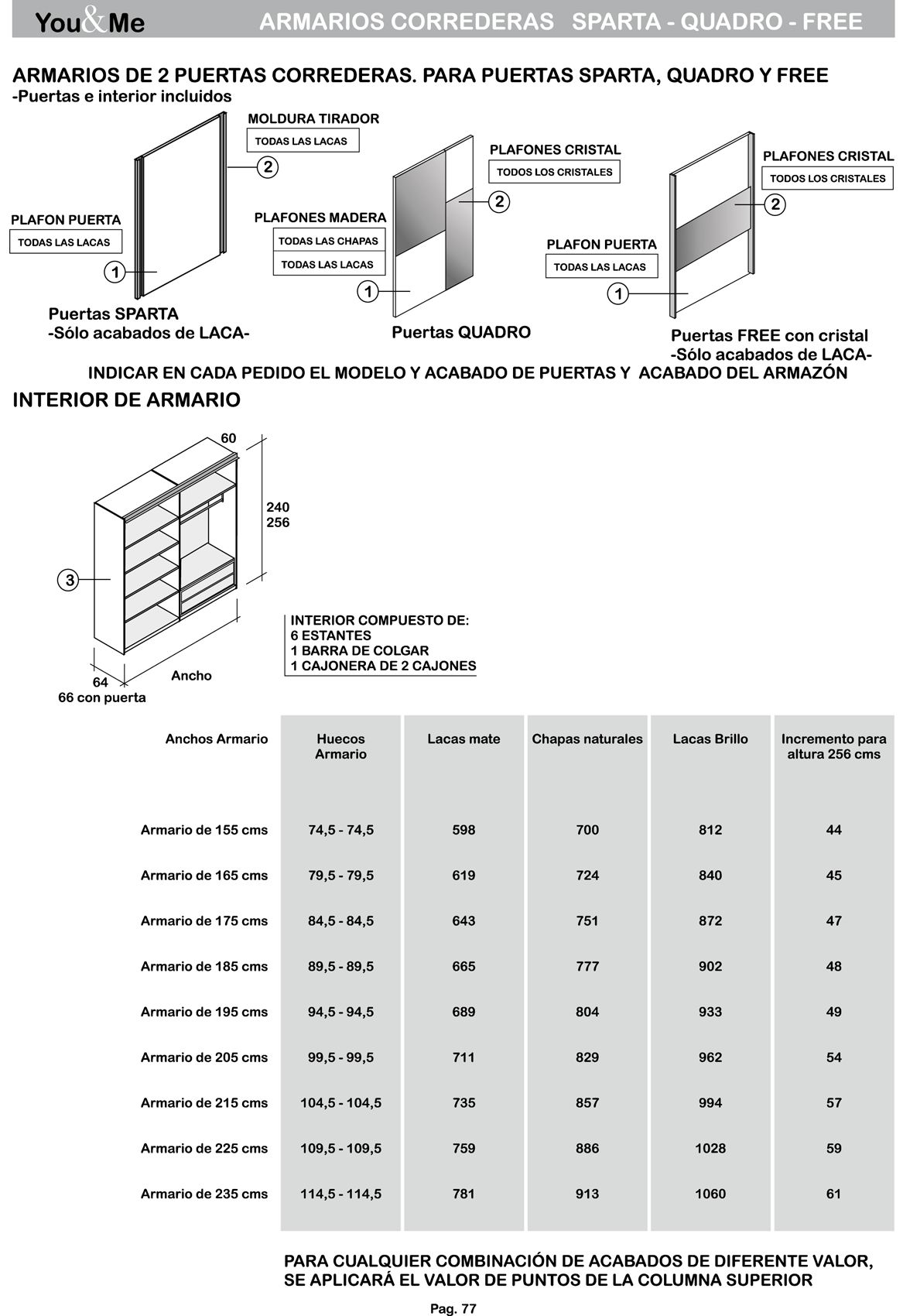 Garcia Sabate - Free 2 Sliding Door Straight Wardrobe in Blanco Matt/Cristal Blanco