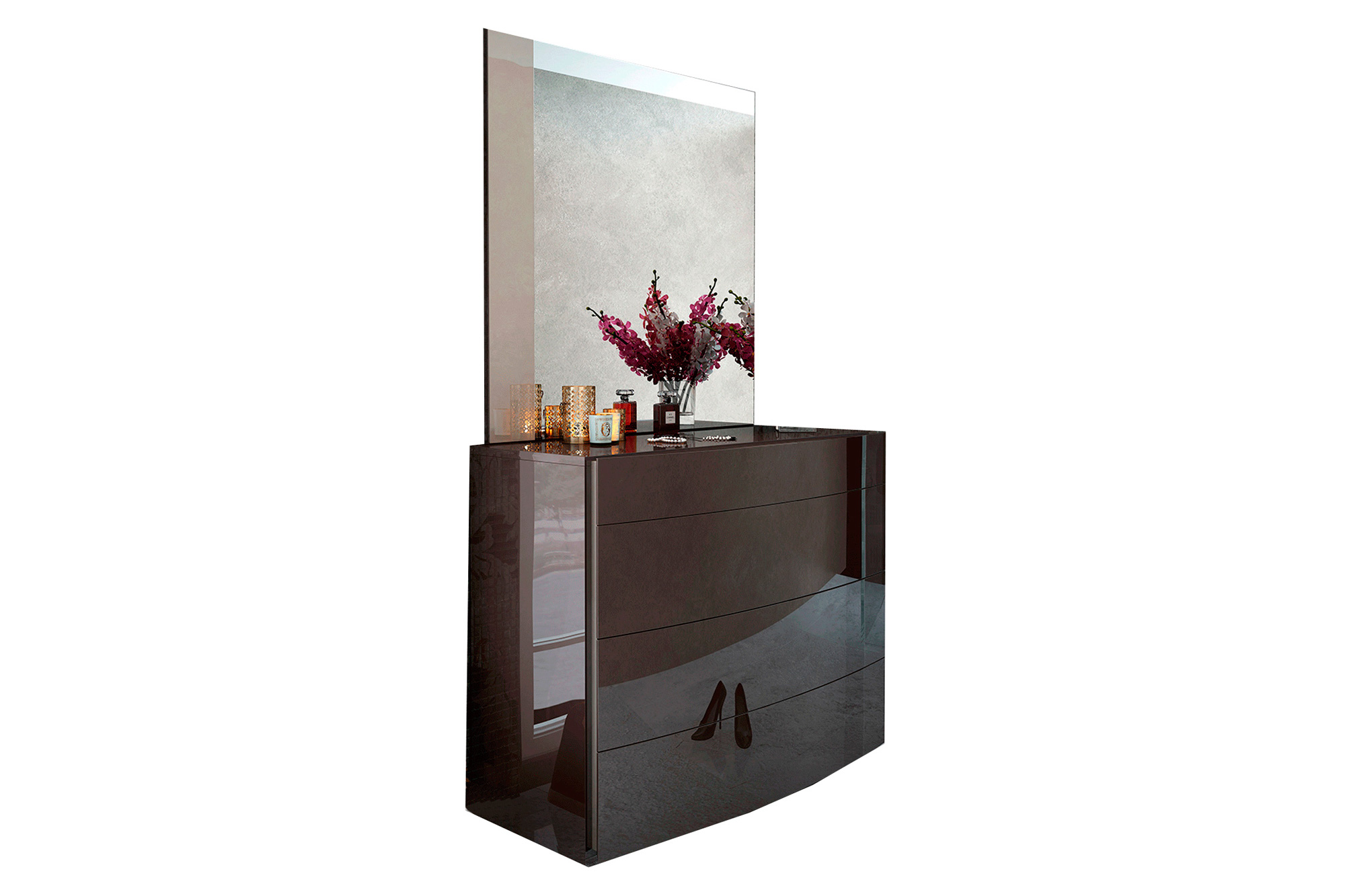 Garcia Sabate Barcelona 150cm Single Dresser - Chocolate/Arena High Gloss