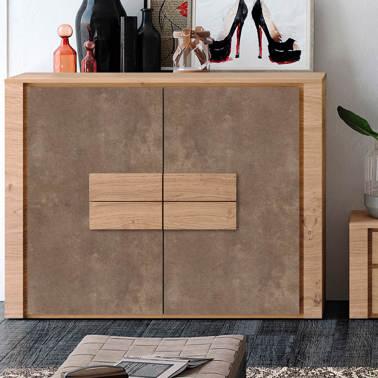 Garcia Sabate - Composition H41 TV Stand in Pizarra Porcelanico/Roble Montana