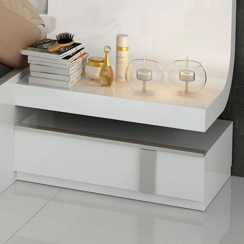 Garcia Sabate Granada Right Nightstand - White High Gloss/Arena High Gloss