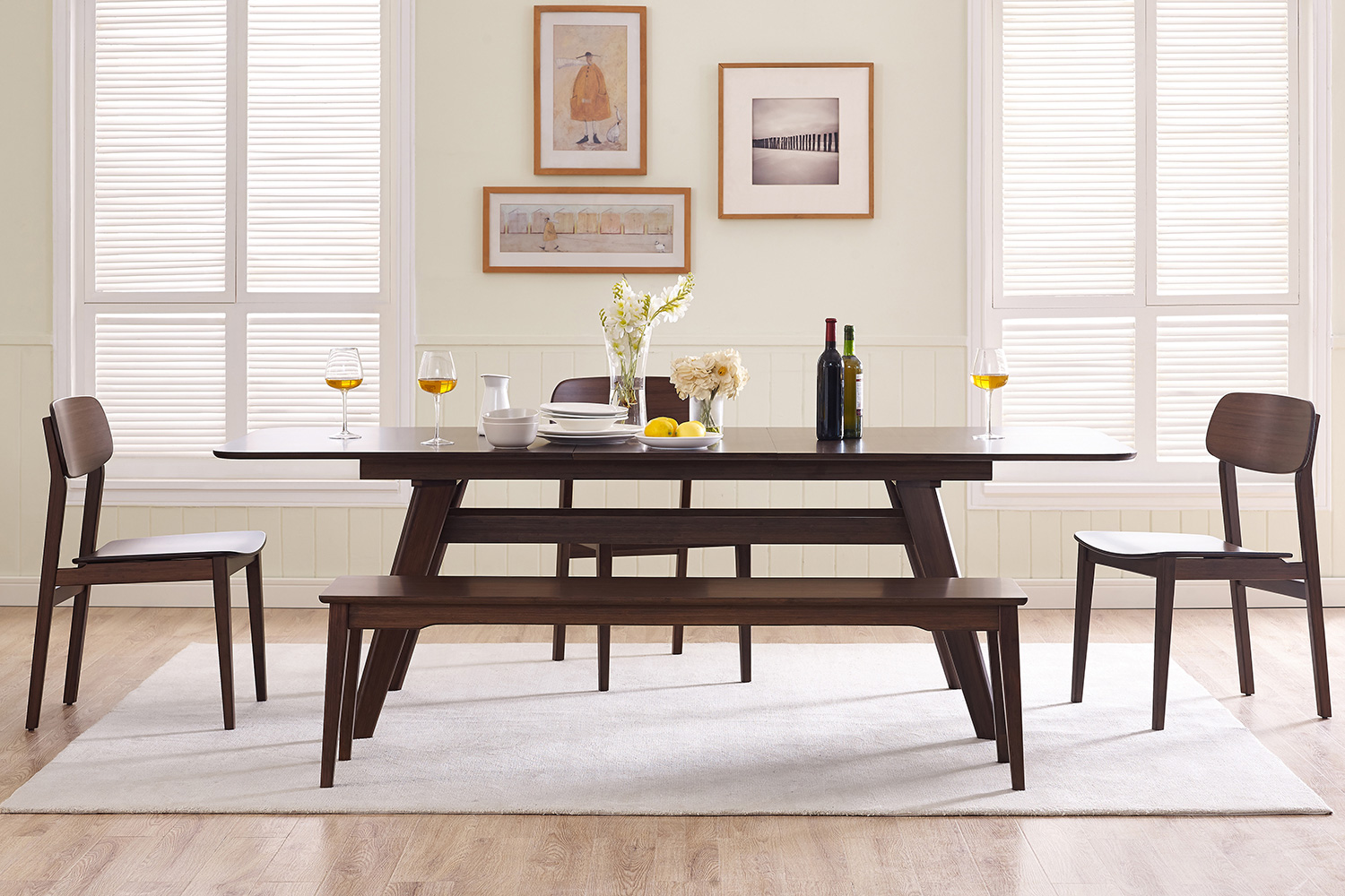 Greenington Currant 72 - 92" Extendable Dining Table - Black Walnut, Bamboo