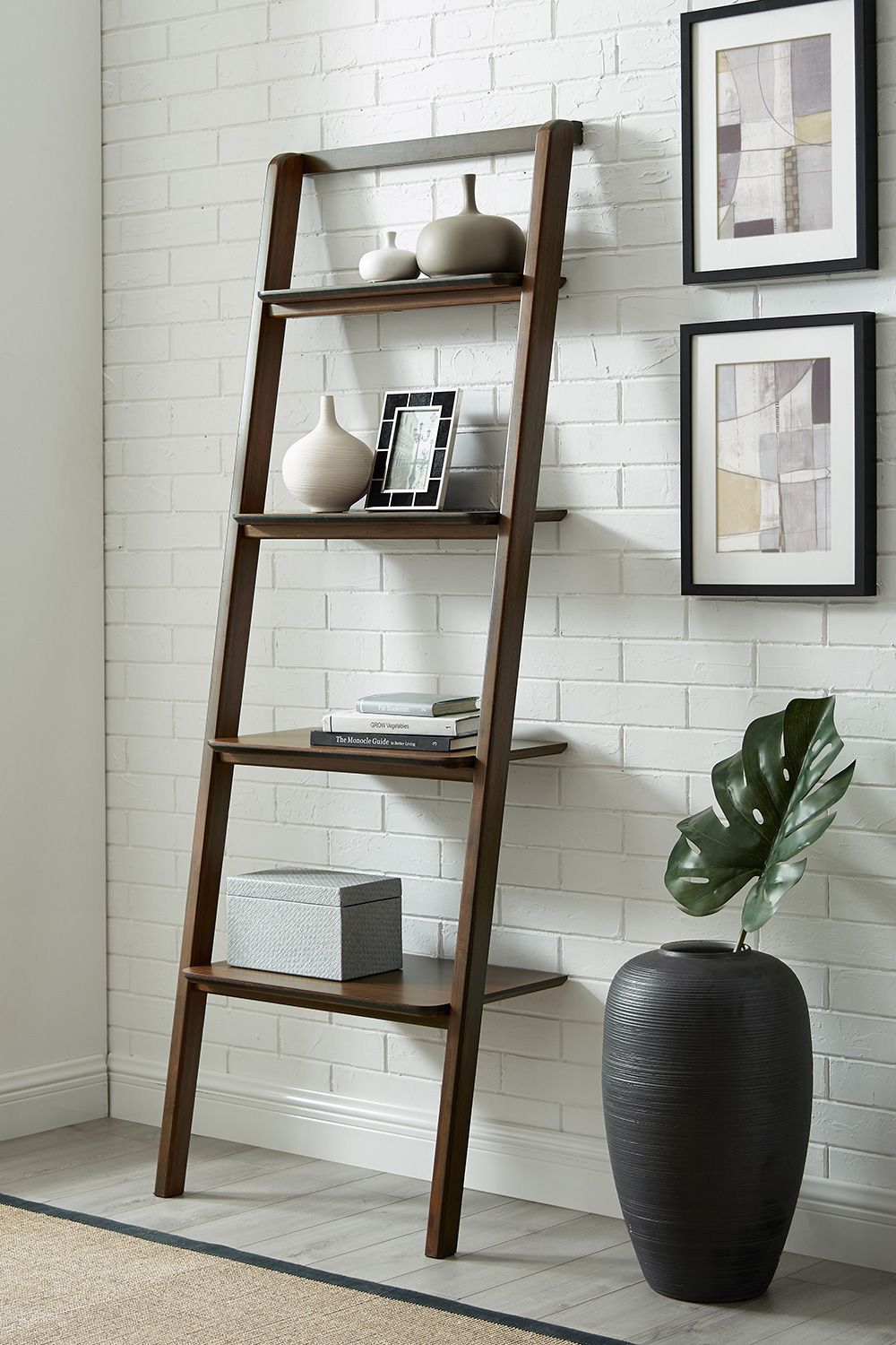 Greenington Currant Leaning Bookshelf - Black Walnut, Bamboo