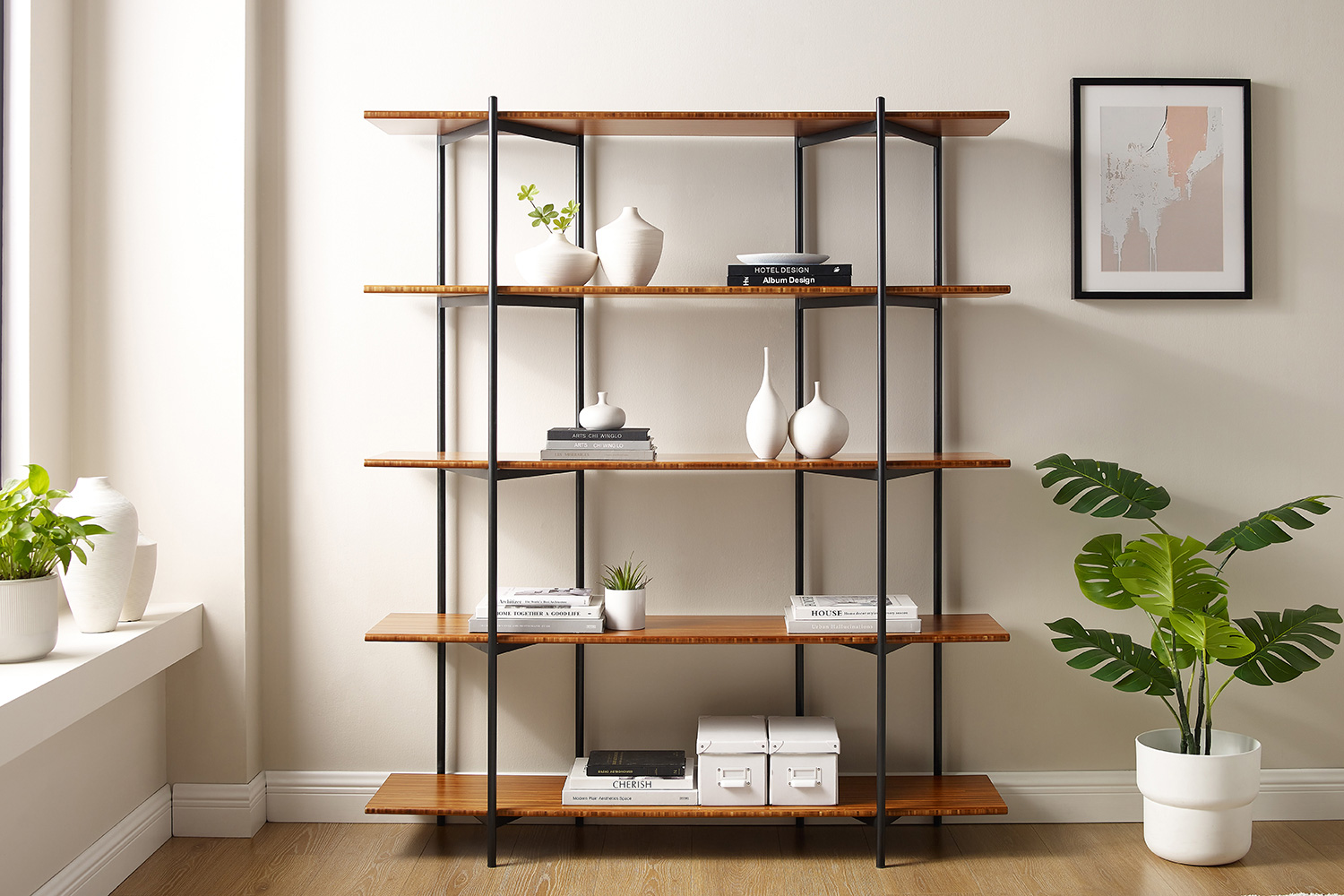 Greenington - Studio Plus Metal Shelf in Amber, Solid Moso Bamboo/Metal