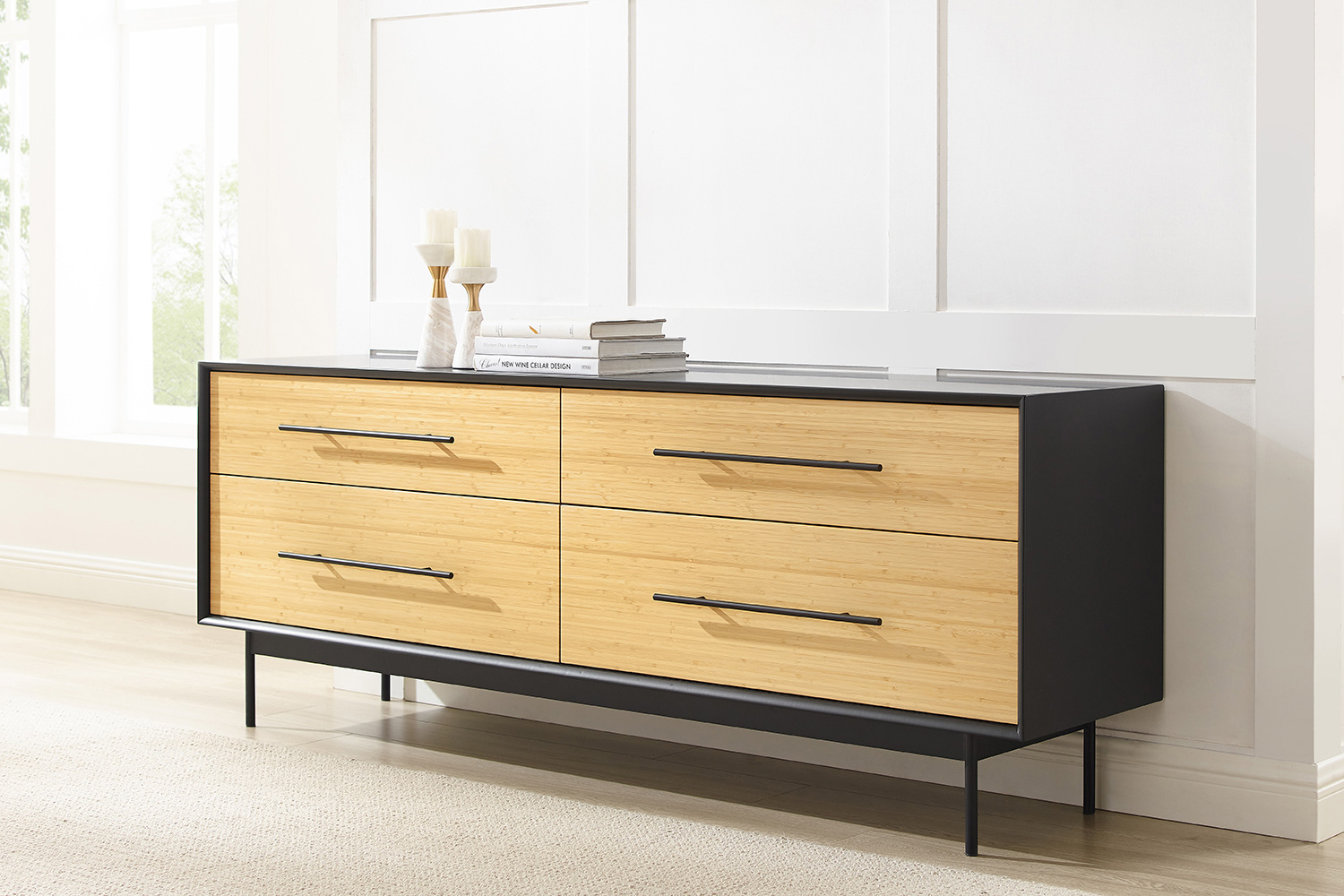 Greenington - Santa Cruz 4 Drawer Double Dresser in Wheat, Solid Moso Bamboo