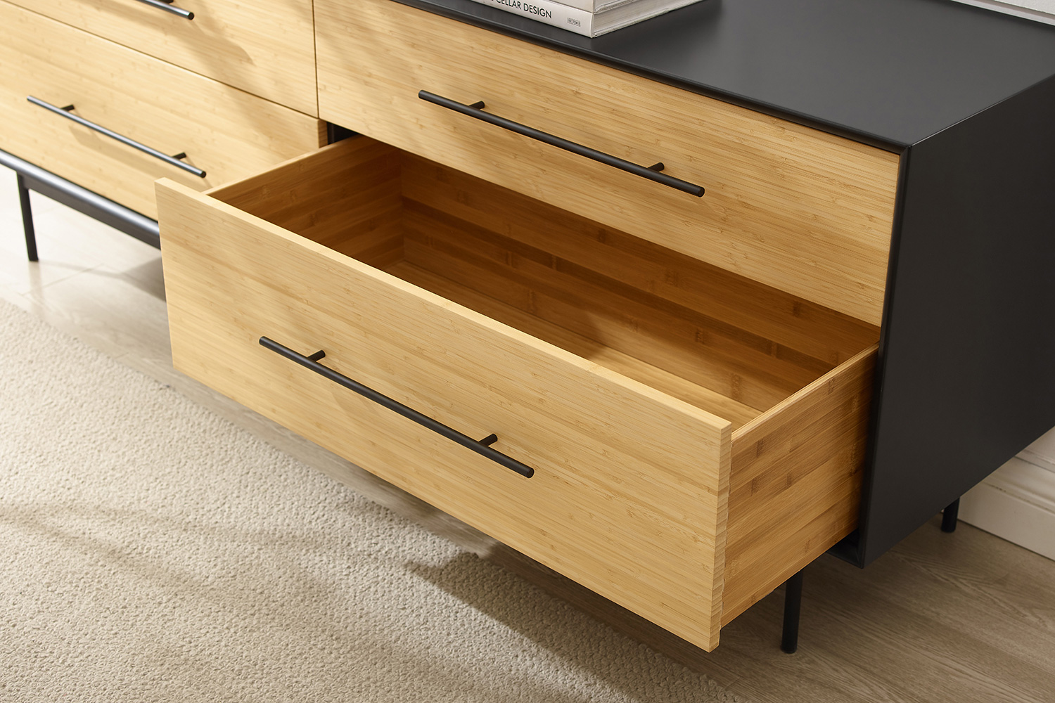 Greenington - Santa Cruz 4 Drawer Double Dresser in Wheat, Solid Moso Bamboo