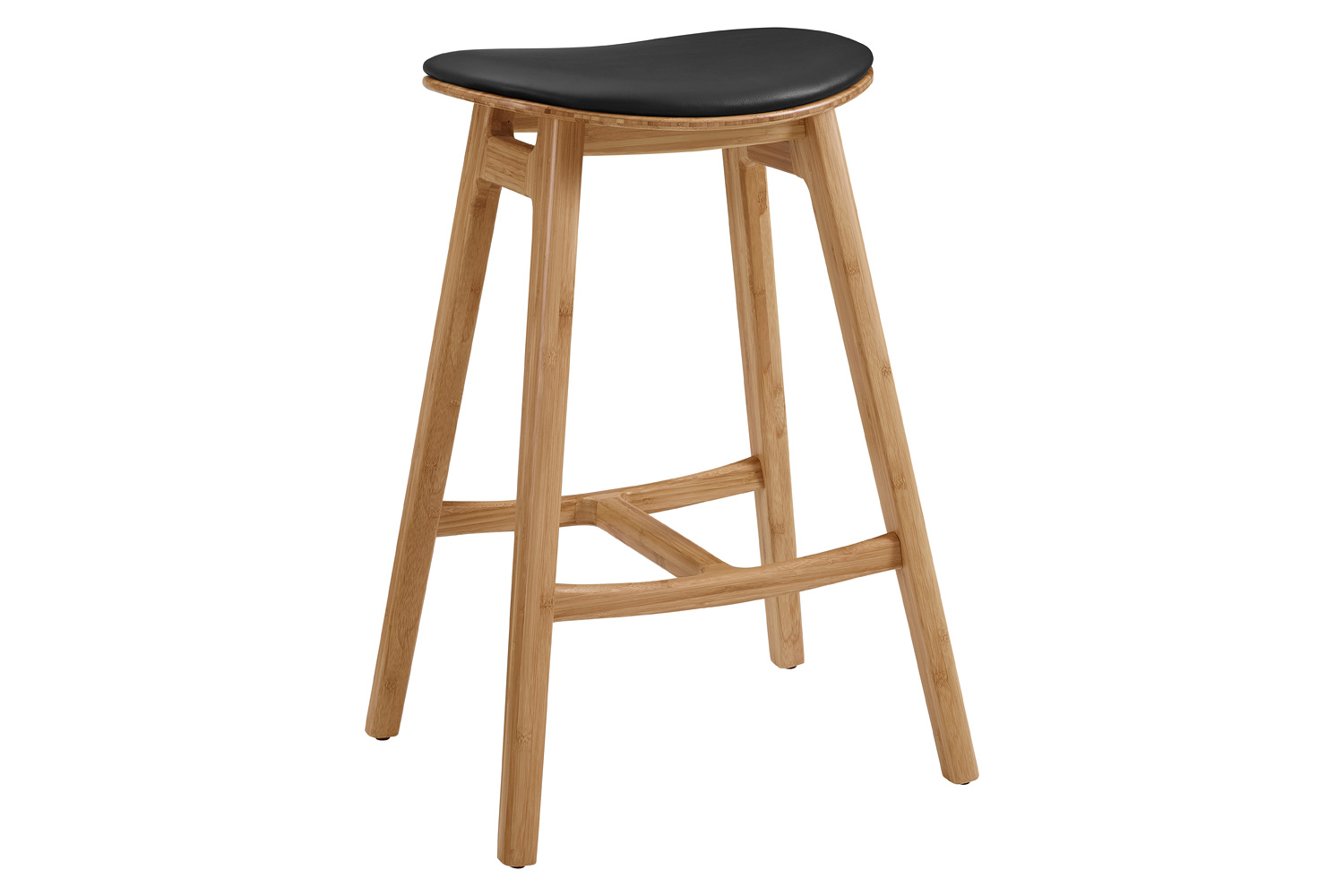 Greenington - Skol Bar Height Stool With Leather Seat Set of 2 in Caramelized, Bamboo