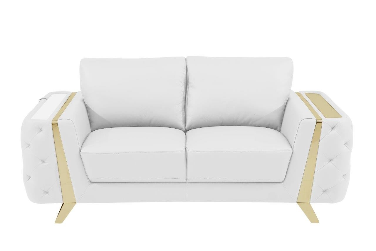 GUF 1050 Loveseat - White, Genuine Italian Leather