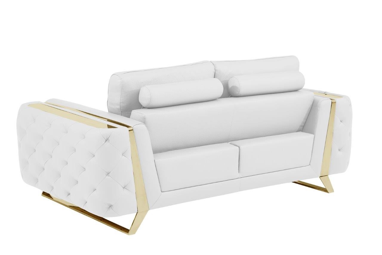 GUF 1050 Loveseat - White, Genuine Italian Leather