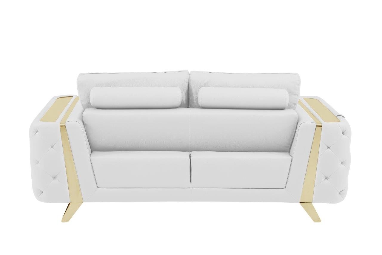 GUF 1050 Loveseat - White, Genuine Italian Leather