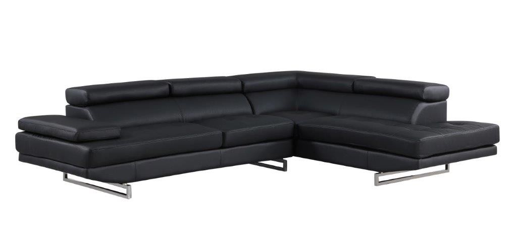 GUF 8136 Right Facing Sectional - Black, Leather