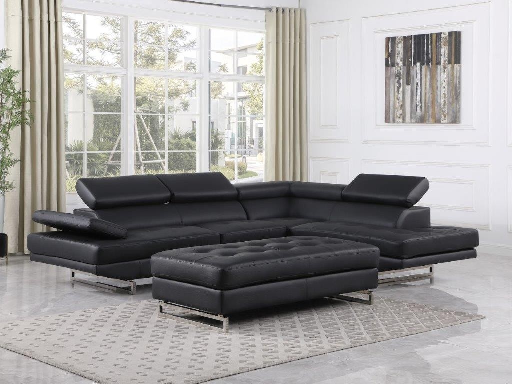 GUF 8136 Right Facing Sectional - Black, Leather