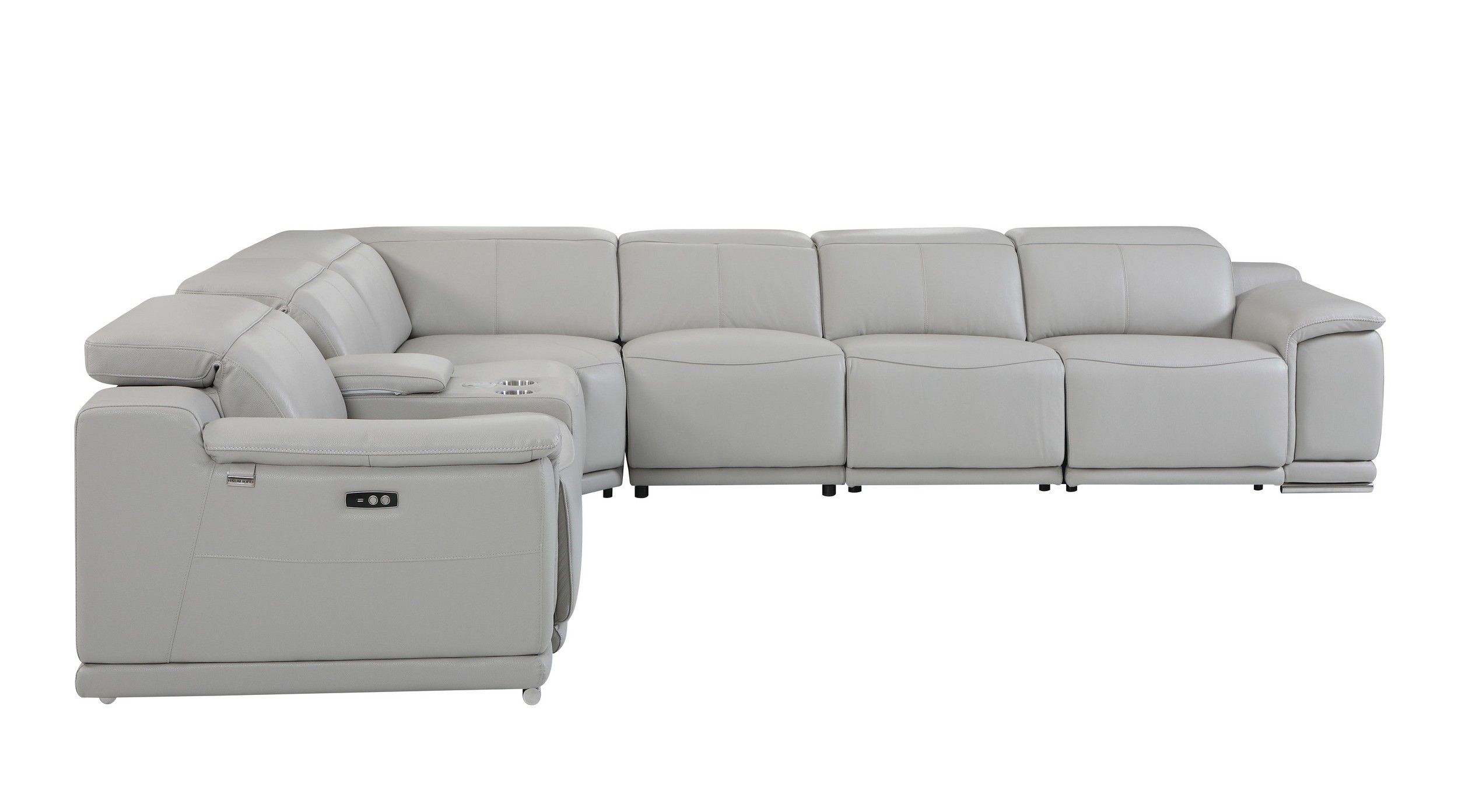 GUF™ 9762 3 Power Reclining 7pc Sectional with 1 Console - Gray, Genuine Italian Leather