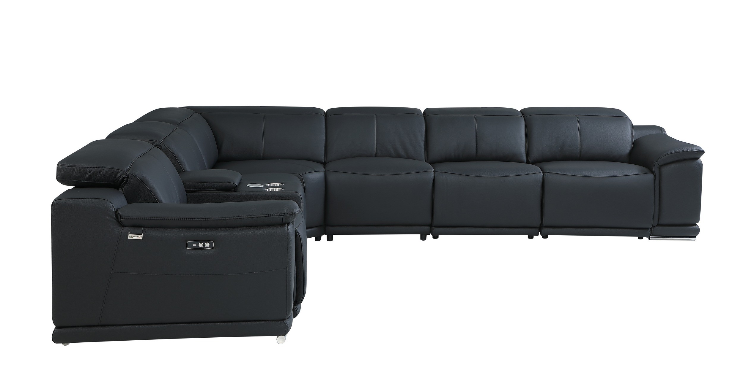 GUF™ 9762 4 Power Reclining 7pc Sectional with 1 Console - Black, Genuine Italian Leather