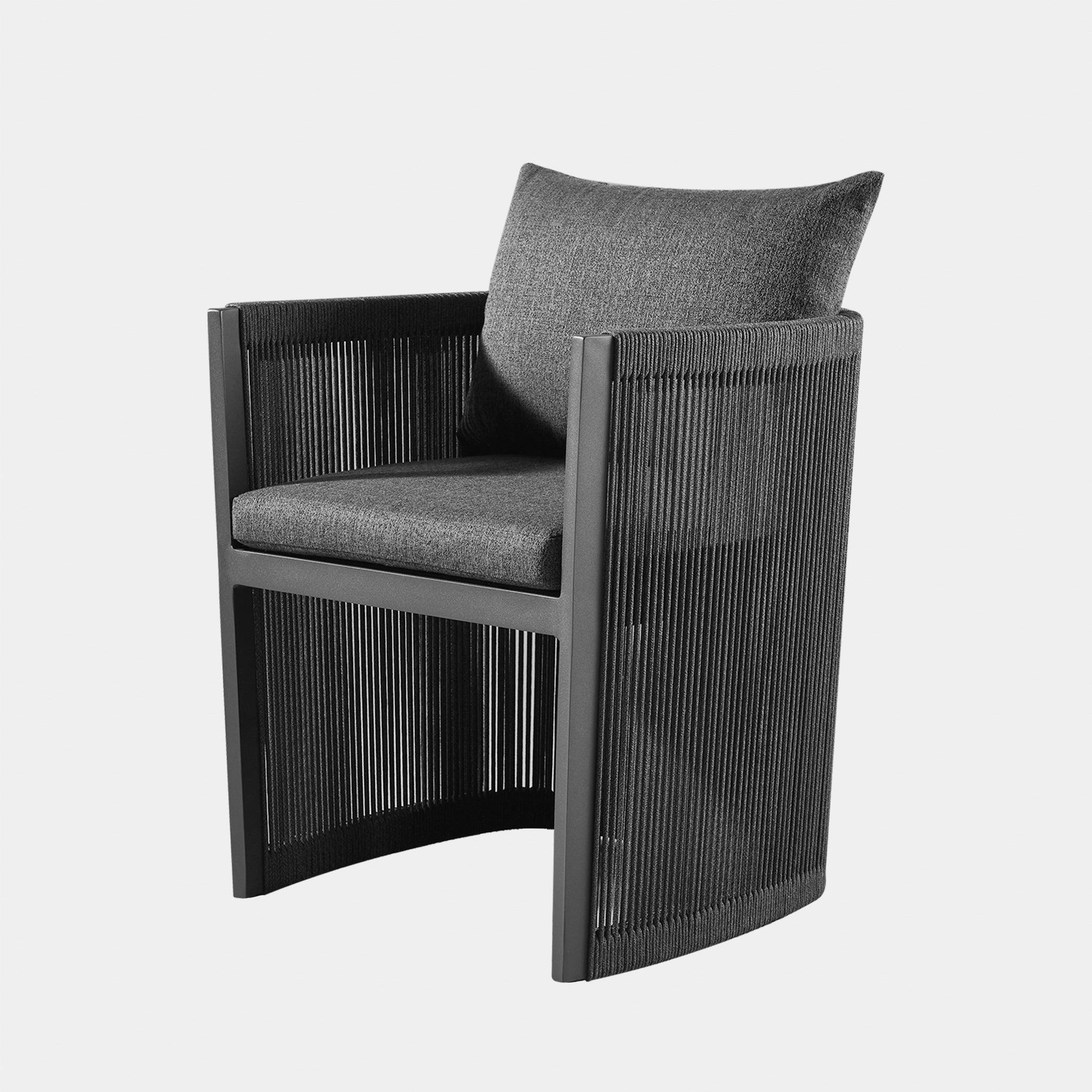 Harbour Antigua Dining Chair - Aluminum Asteroid, Siesta Indigo, Rope Dark Gray