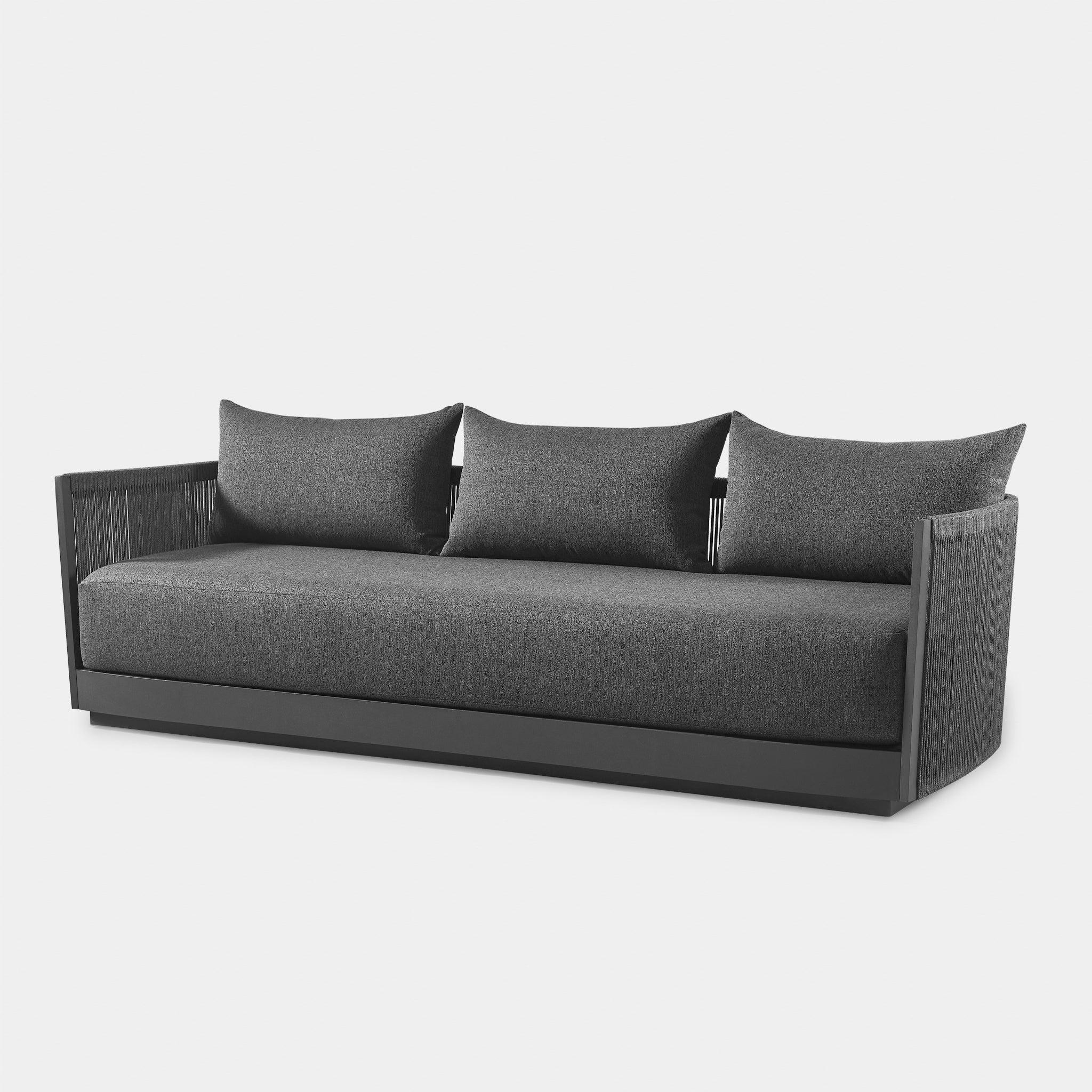 Harbour™ Antigua 3 Seat Sofa - Aluminum Asteroid, Siesta Indigo, Rope Dark Gray