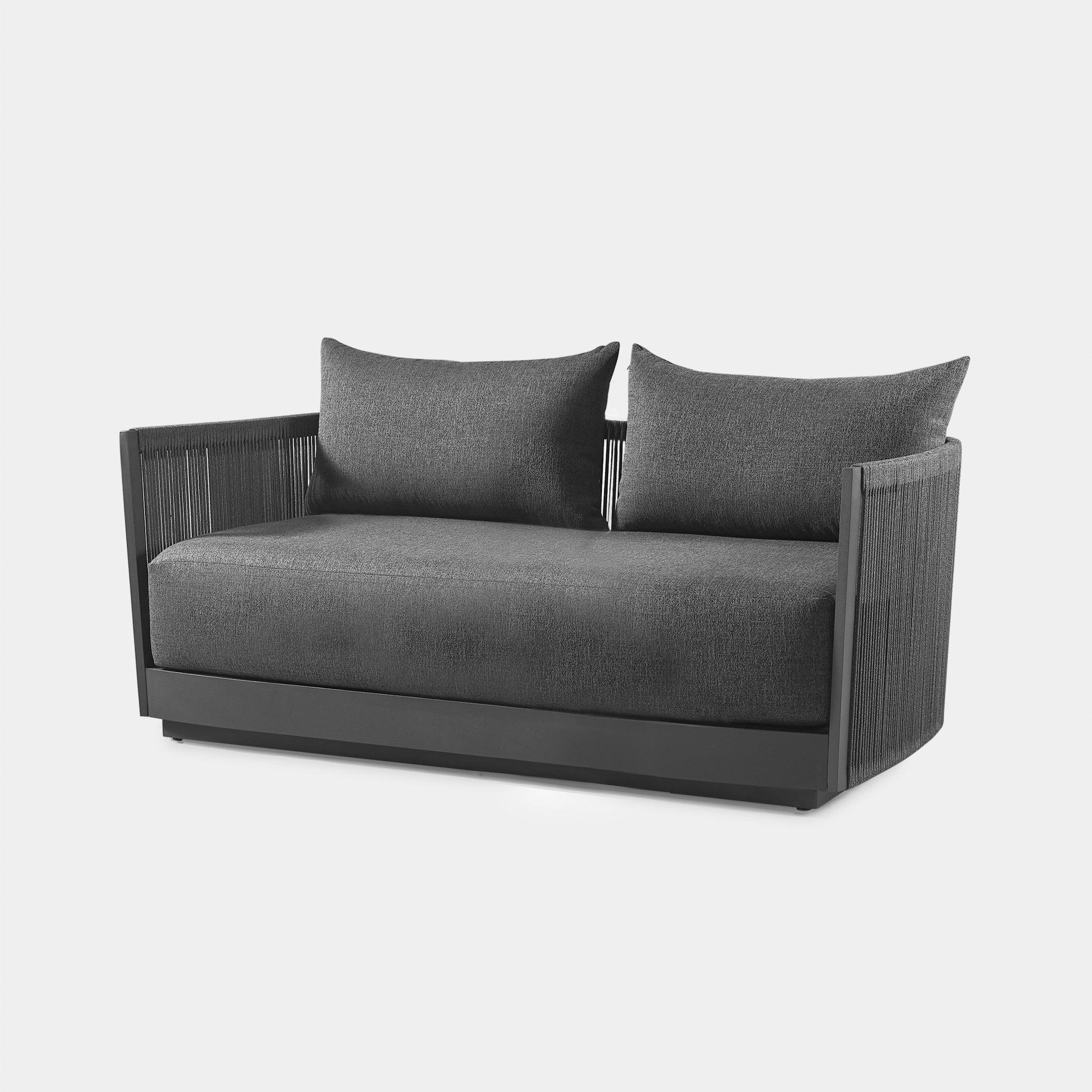 Harbour Antigua 2 Seat Sofa - Aluminum Asteroid, Lisos Grafito, Rope Dark Gray