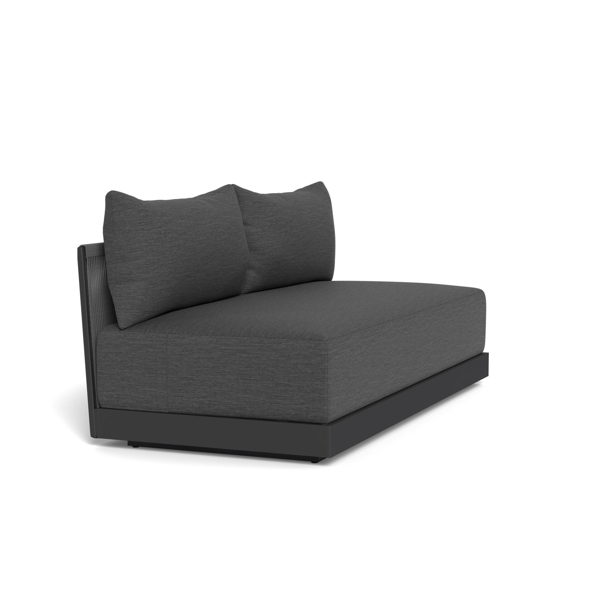 Harbour Antigua 2 Seat Armless Sofa - Aluminum Asteroid, Lisos Grafito, Rope Dark Gray