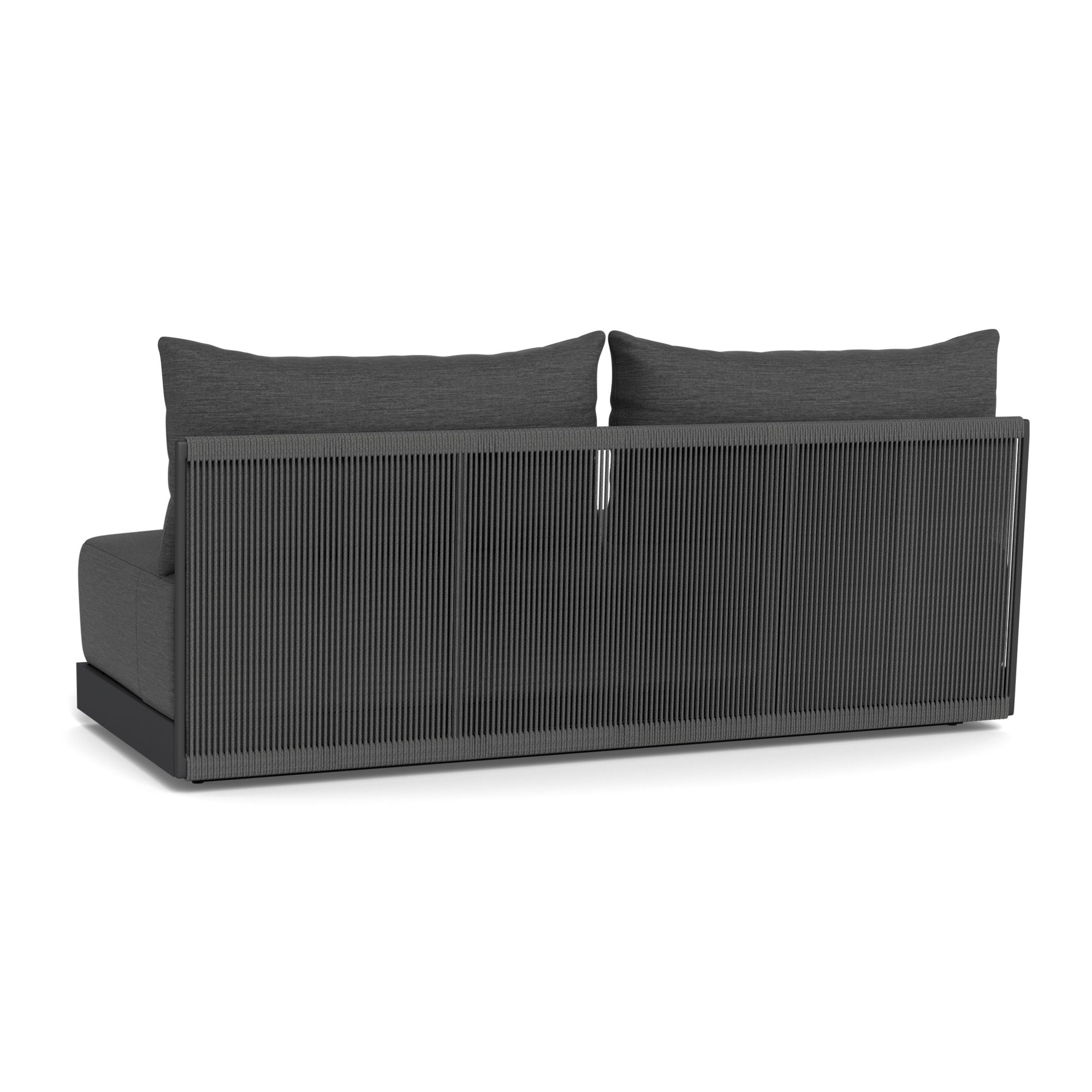 Harbour Antigua 2 Seat Armless Sofa - Aluminum Asteroid, Lisos Grafito, Rope Dark Gray