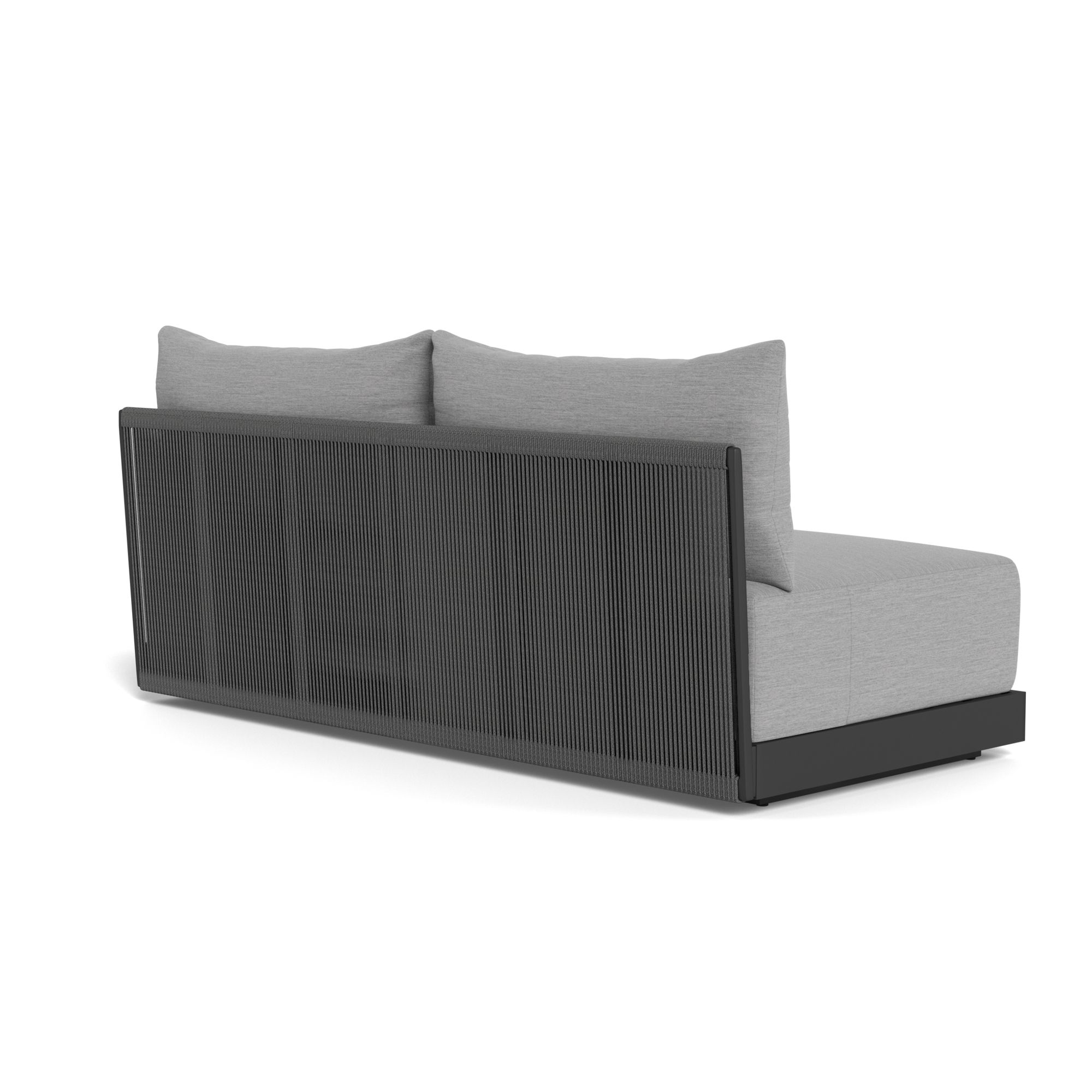 Harbour Antigua 2 Seat Armless Sofa - Aluminum Asteroid, Lisos Piedra, Rope Dark Gray