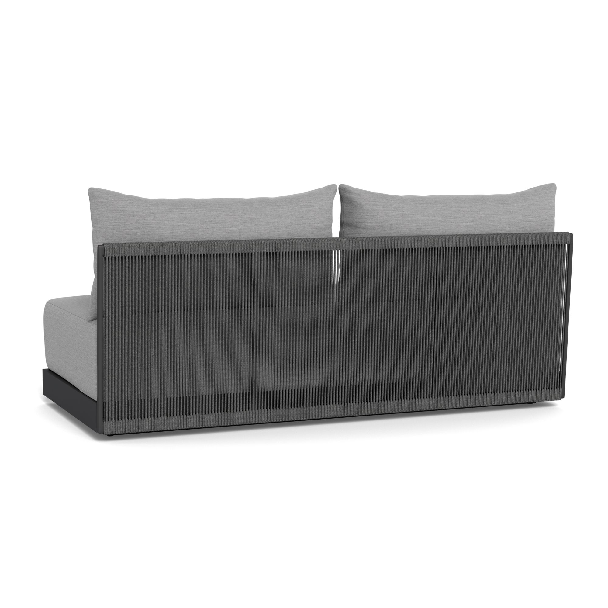 Harbour Antigua 2 Seat Armless Sofa - Aluminum Asteroid, Lisos Piedra, Rope Dark Gray