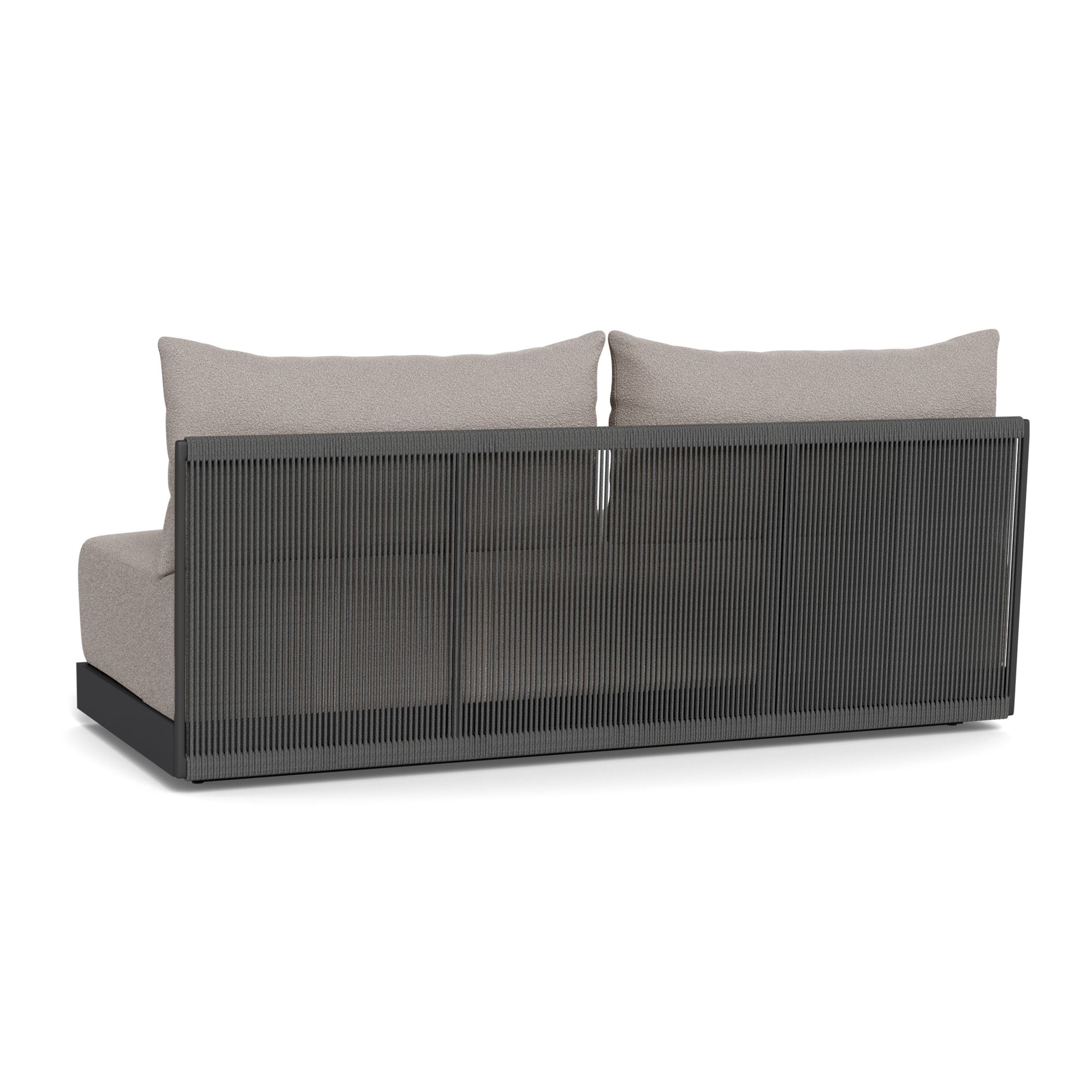 Harbour Antigua 2 Seat Armless Sofa - Aluminum Asteroid, Riviera Stone, Rope Dark Gray