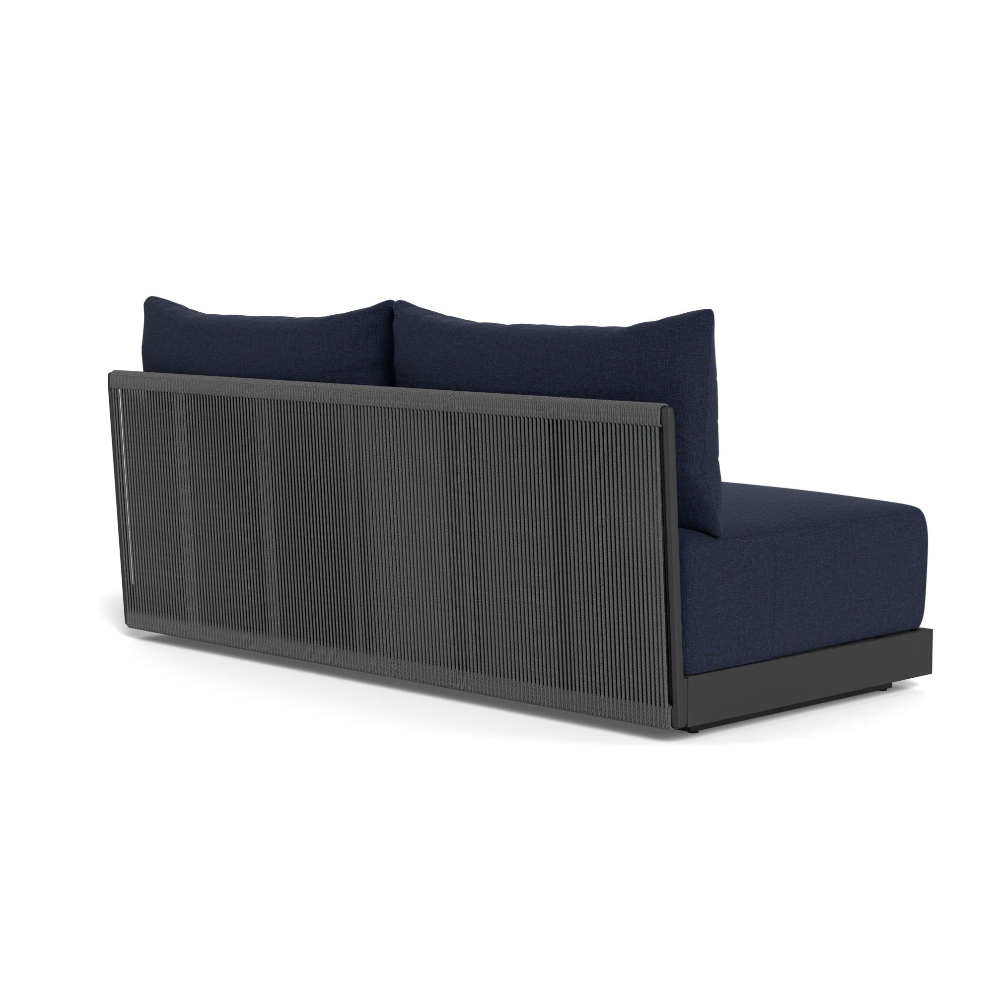 Harbour Antigua 2 Seat Armless Sofa - Aluminum Asteroid, Siesta Indigo, Rope Dark Gray