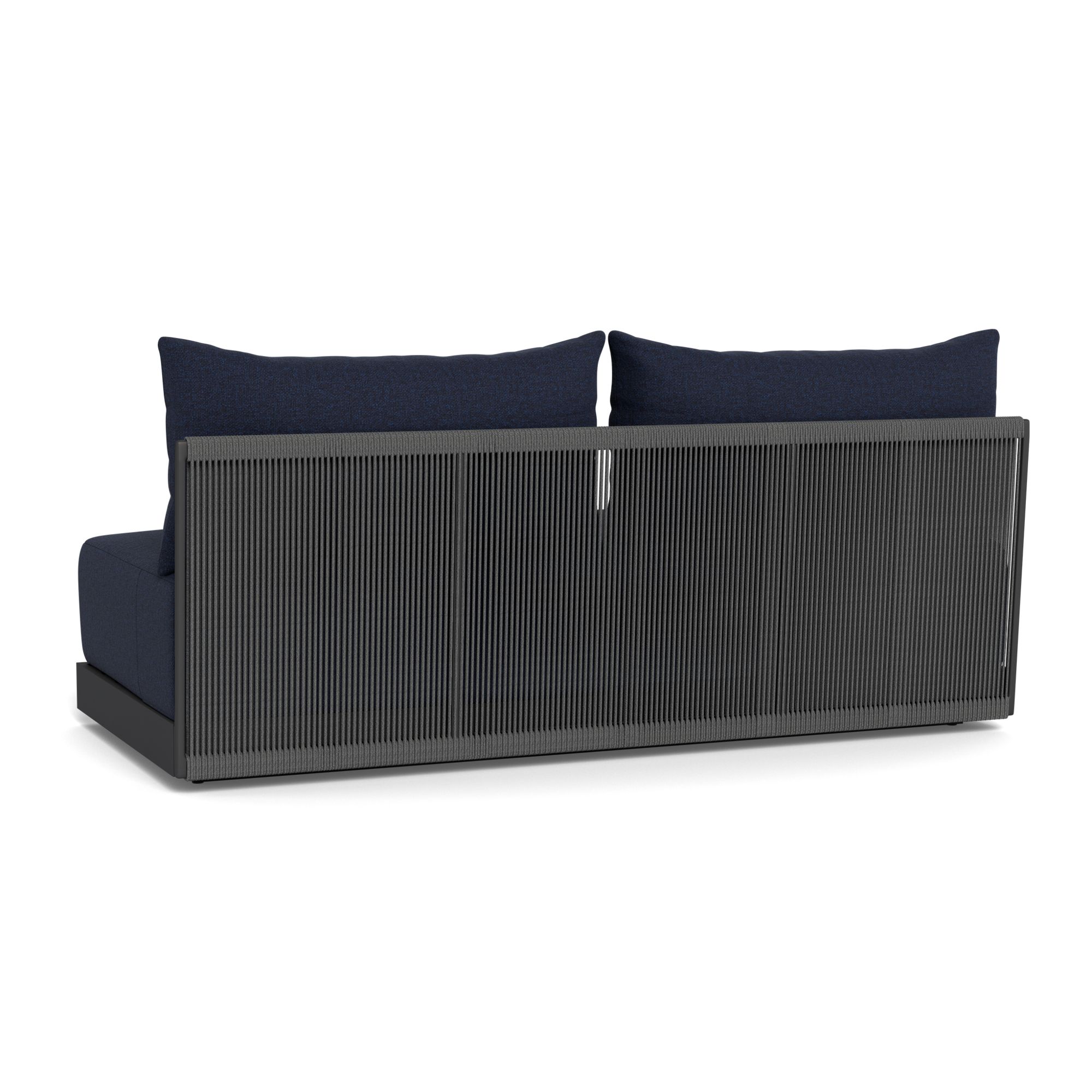 Harbour Antigua 2 Seat Armless Sofa - Aluminum Asteroid, Siesta Indigo, Rope Dark Gray