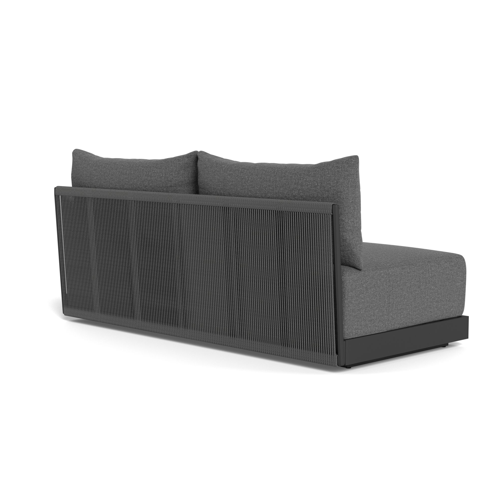 Harbour Antigua 2 Seat Armless Sofa - Aluminum Asteroid, Siesta Slate, Rope Dark Gray