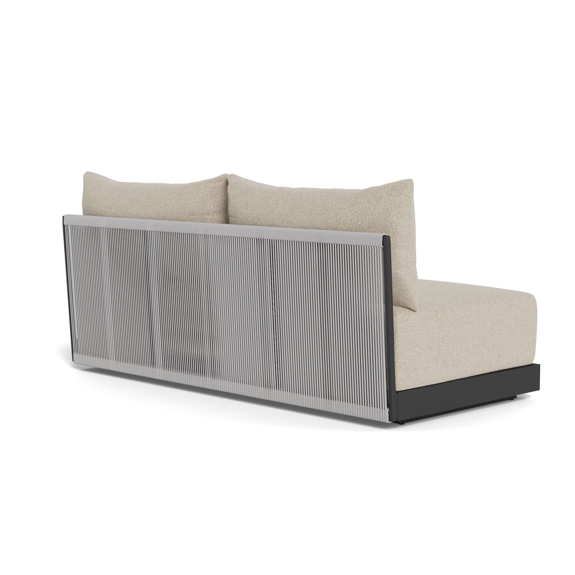 Harbour Antigua 2 Seat Armless Sofa - Aluminum Asteroid, Siesta Taupe, Rope Light Gray