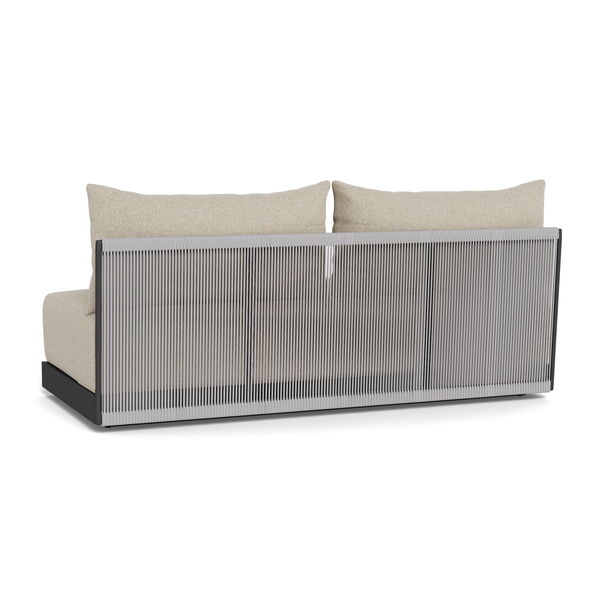 Harbour Antigua 2 Seat Armless Sofa - Aluminum Asteroid, Siesta Taupe, Rope Light Gray