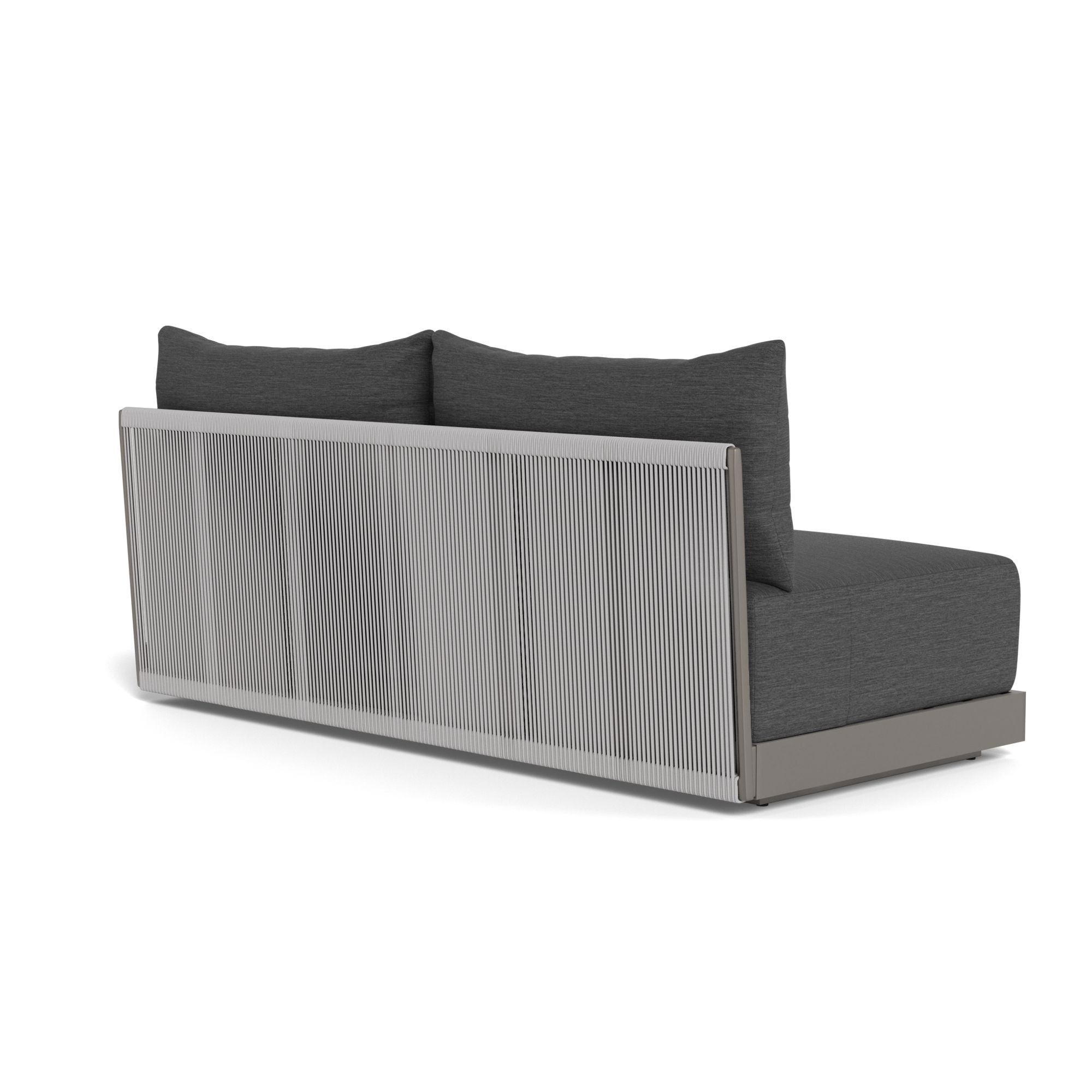 Harbour Antigua 2 Seat Armless Sofa - Aluminum Taupe, Lisos Grafito, Rope Light Gray