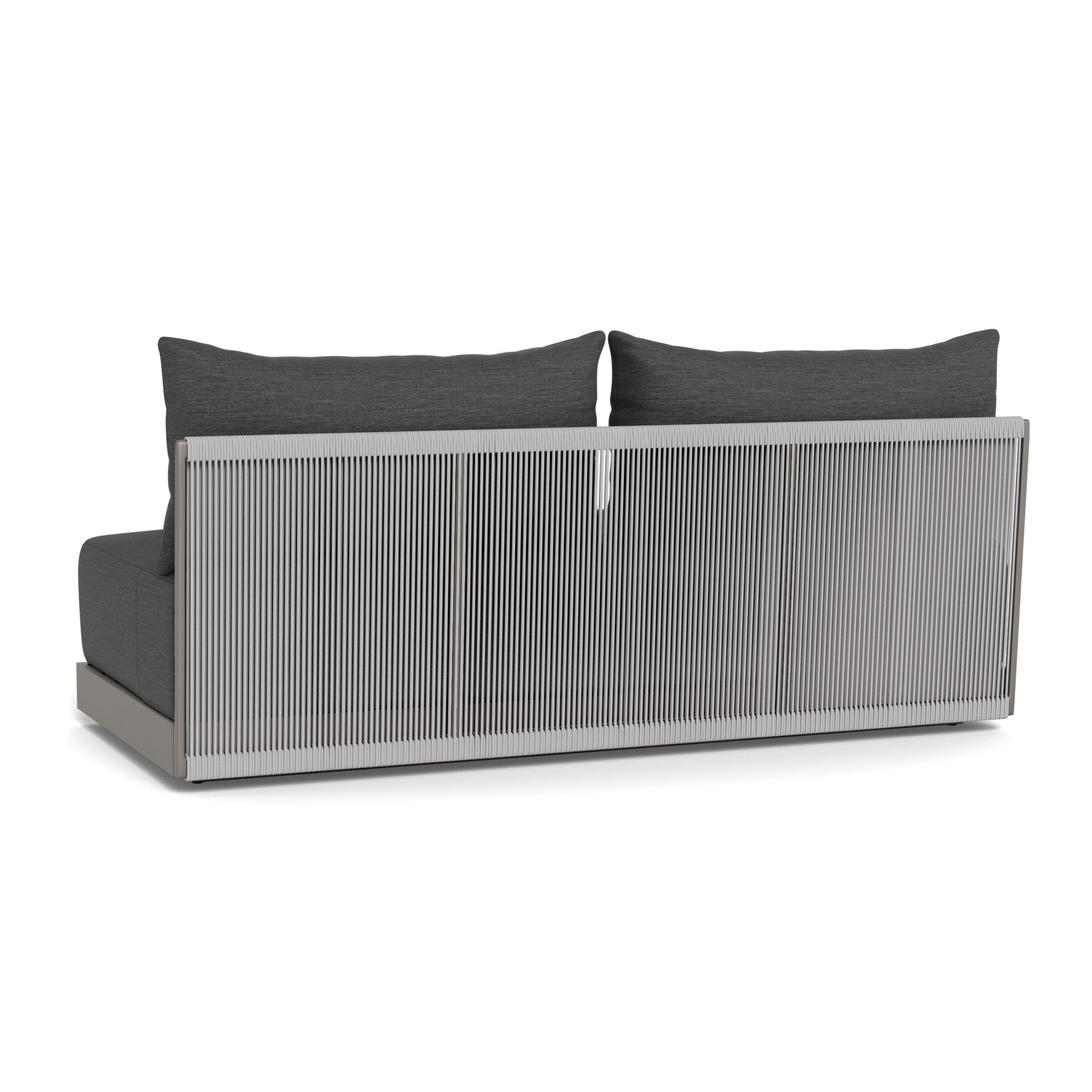 Harbour Antigua 2 Seat Armless Sofa - Aluminum Taupe, Lisos Grafito, Rope Light Gray