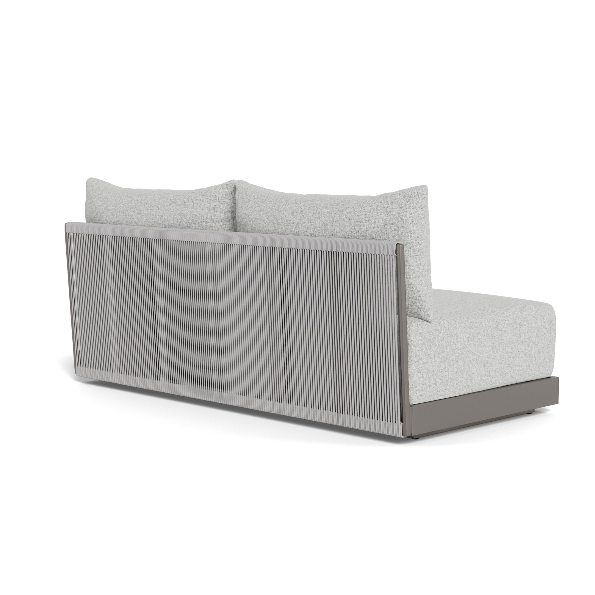 Harbour Antigua 2 Seat Armless Sofa - Aluminum Taupe, Copacabana Sand, Rope Light Gray