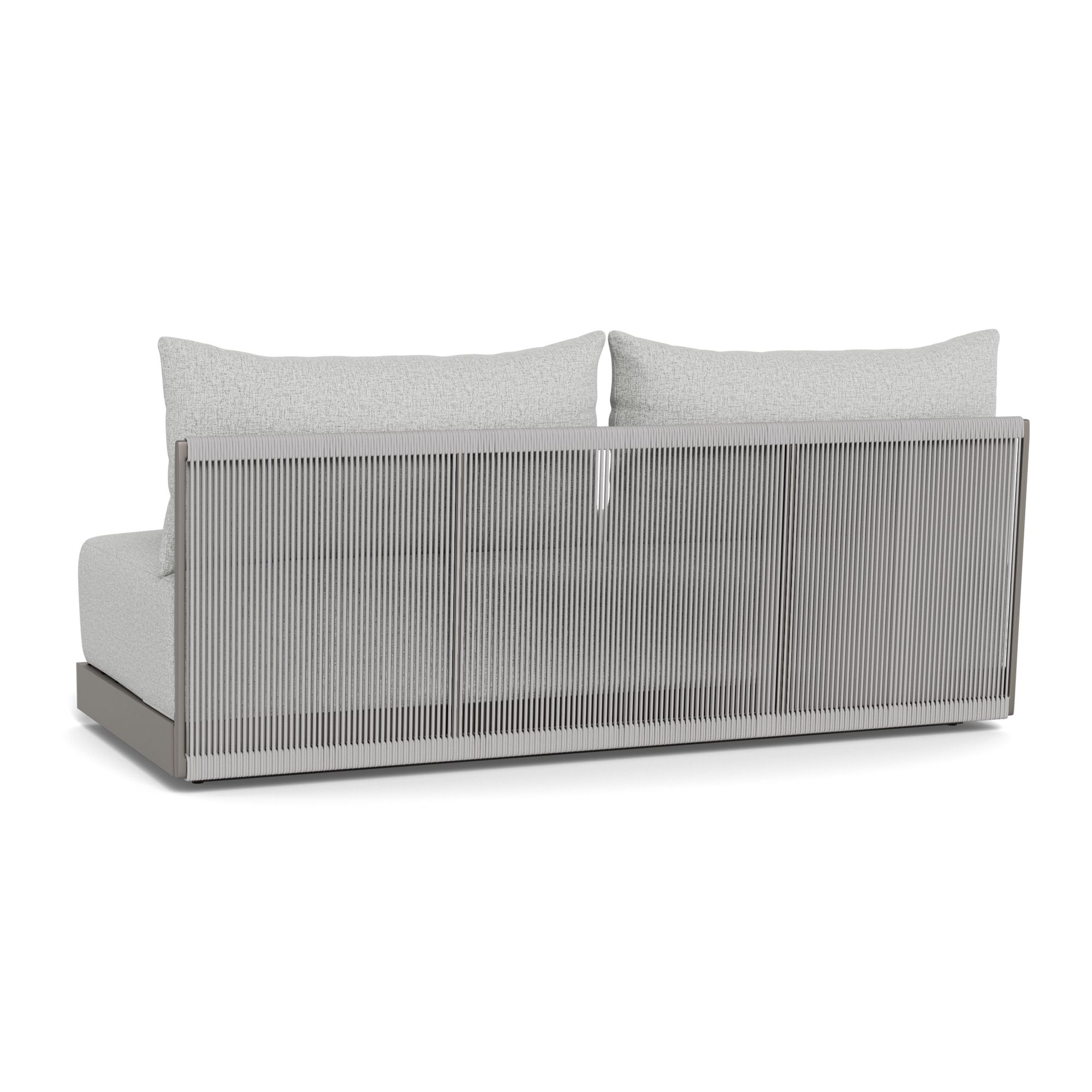 Harbour Antigua 2 Seat Armless Sofa - Aluminum Taupe, Copacabana Sand, Rope Light Gray