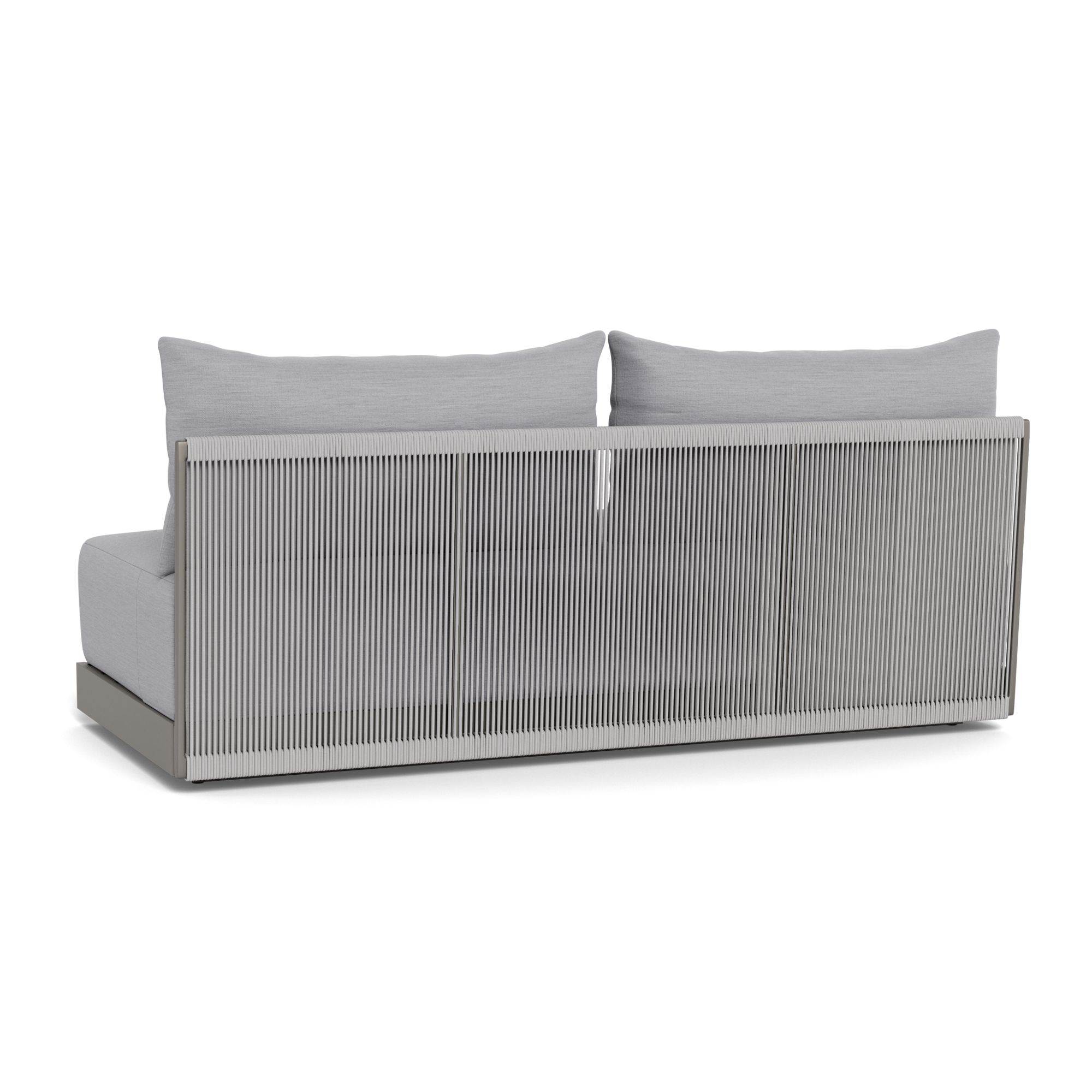 Harbour Antigua 2 Seat Armless Sofa - Aluminum Taupe, Panama Cloud, Rope Light Gray