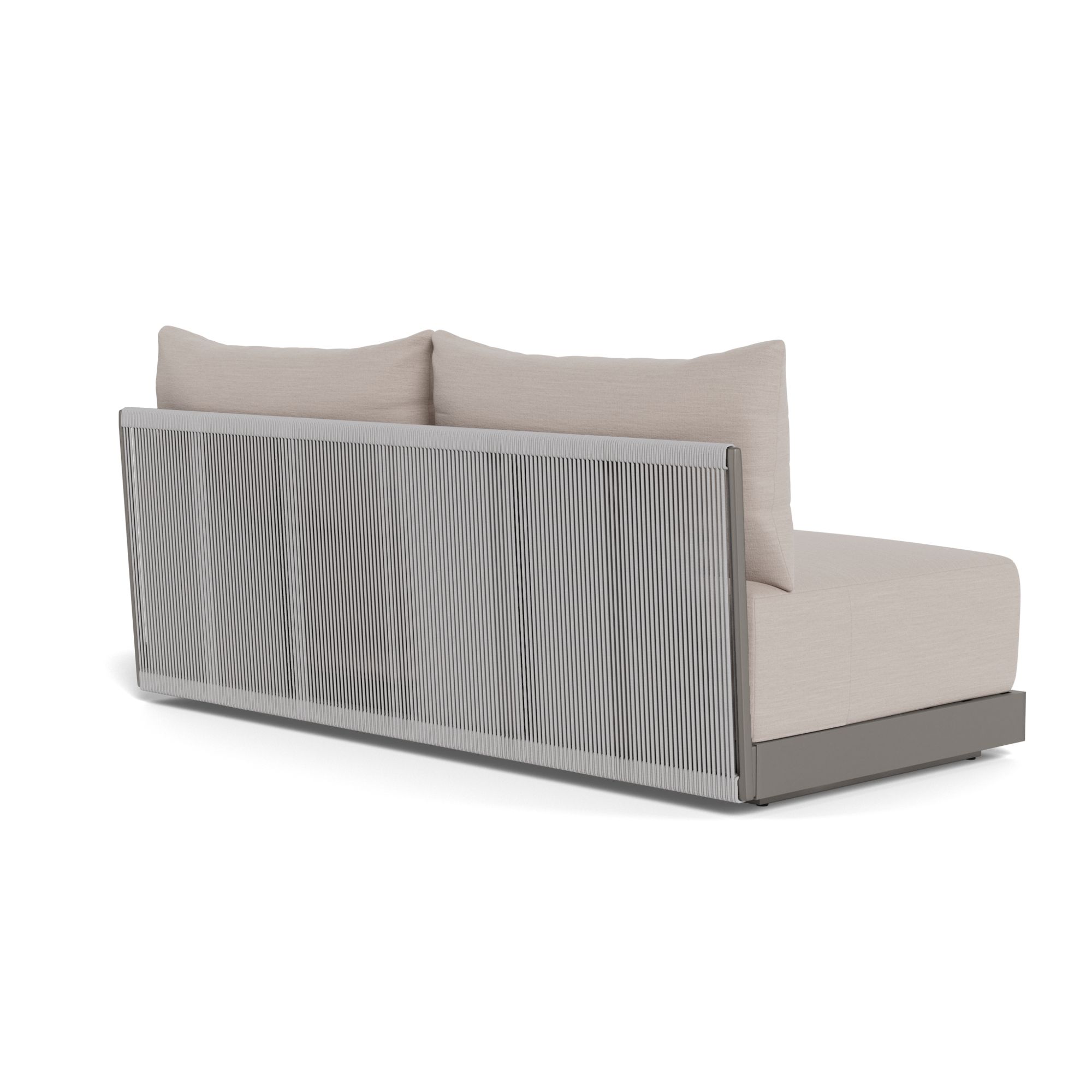 Harbour Antigua 2 Seat Armless Sofa - Aluminum Taupe, Panama Marble, Rope Light Gray