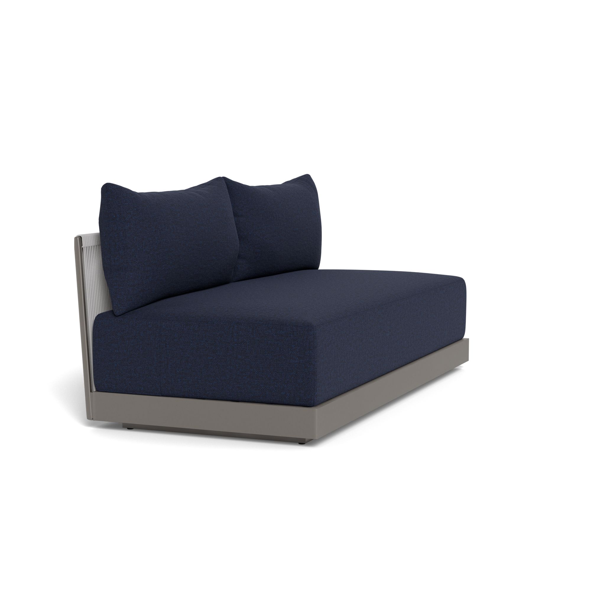 Harbour Antigua 2 Seat Armless Sofa - Aluminum Taupe, Siesta Indigo, Rope Light Gray