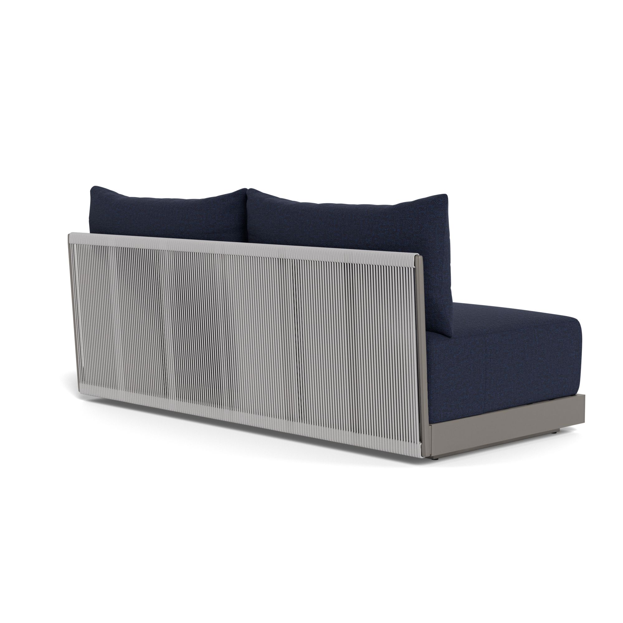 Harbour Antigua 2 Seat Armless Sofa - Aluminum Taupe, Siesta Indigo, Rope Light Gray