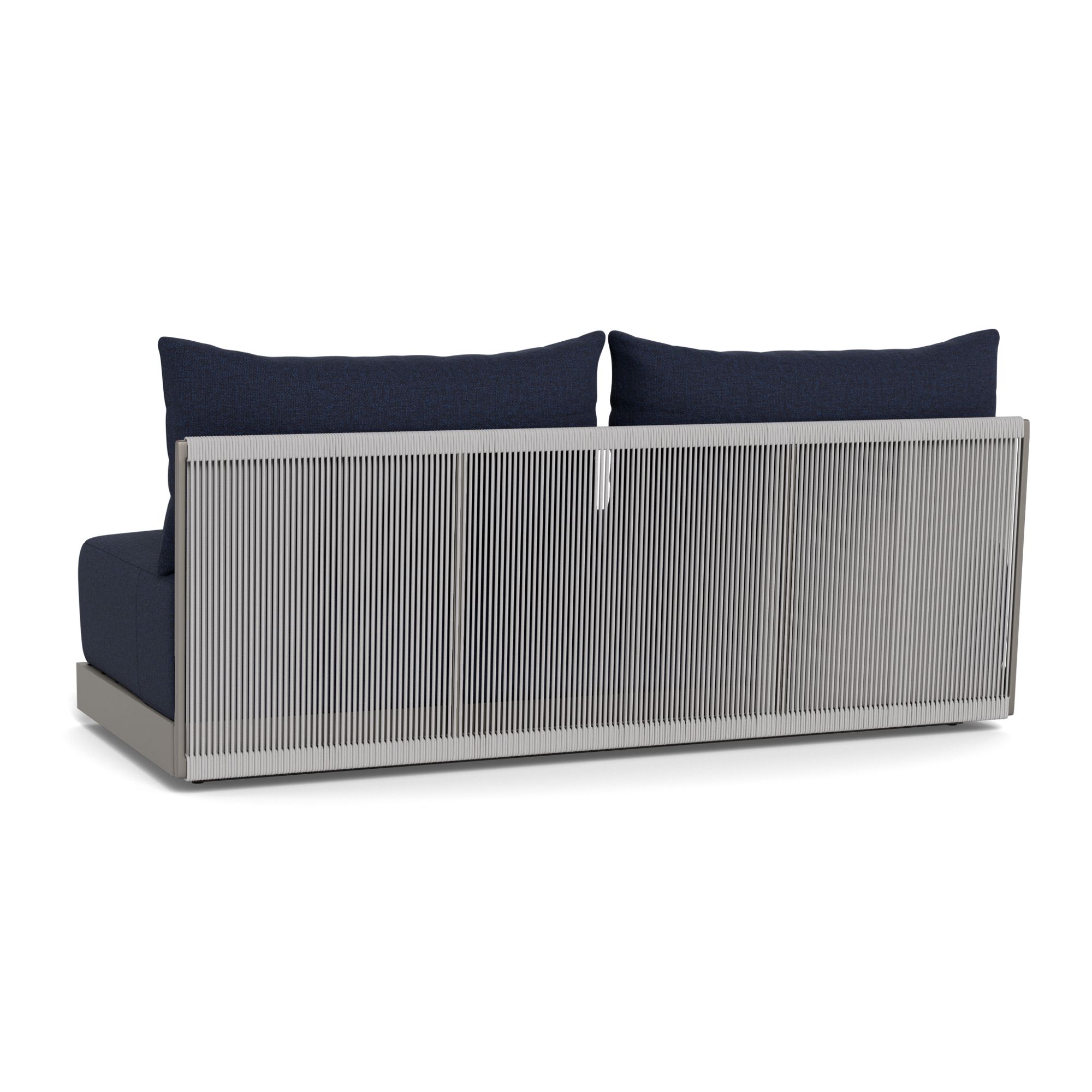 Harbour Antigua 2 Seat Armless Sofa - Aluminum Taupe, Siesta Indigo, Rope Light Gray