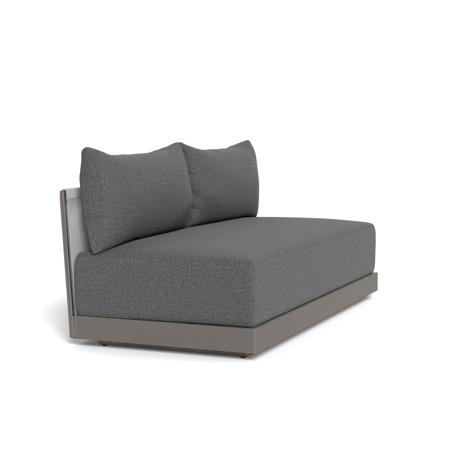 Harbour Antigua 2 Seat Armless Sofa - Aluminum Taupe, Siesta Slate, Rope Light Gray