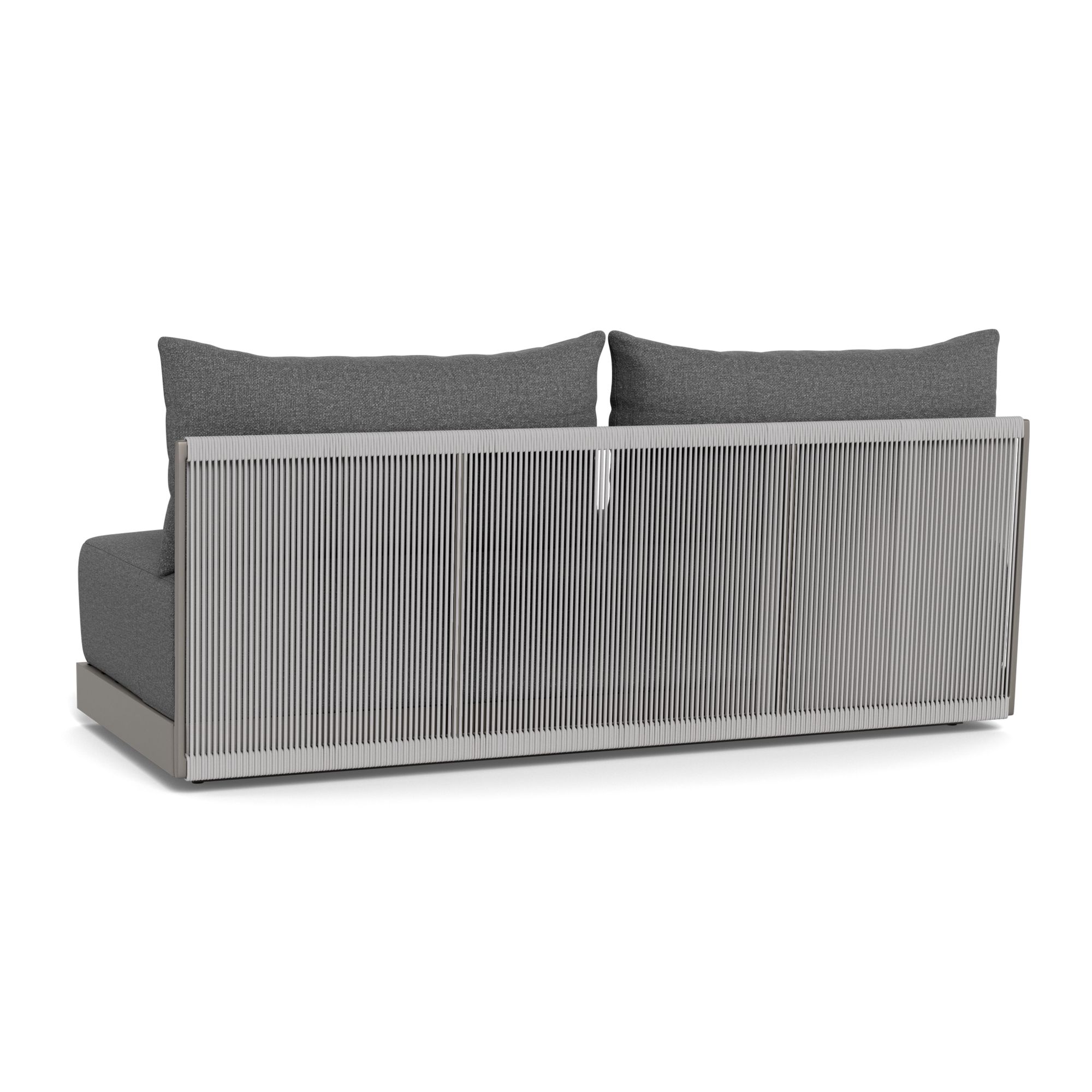 Harbour Antigua 2 Seat Armless Sofa - Aluminum Taupe, Siesta Slate, Rope Light Gray