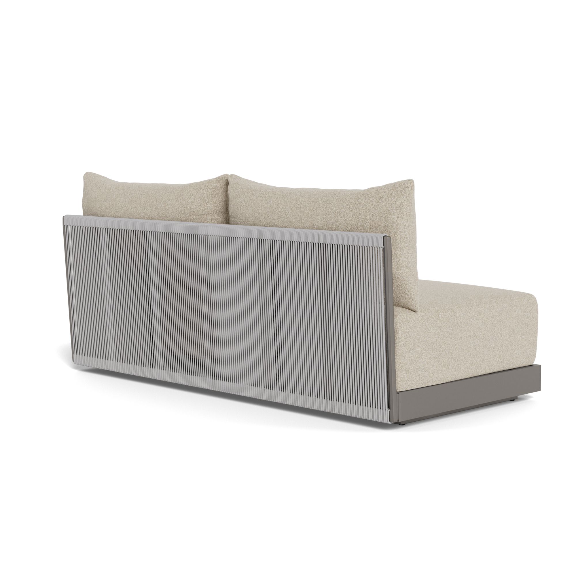 Harbour Antigua 2 Seat Armless Sofa - Aluminum Taupe, Siesta Taupe, Rope Light Gray