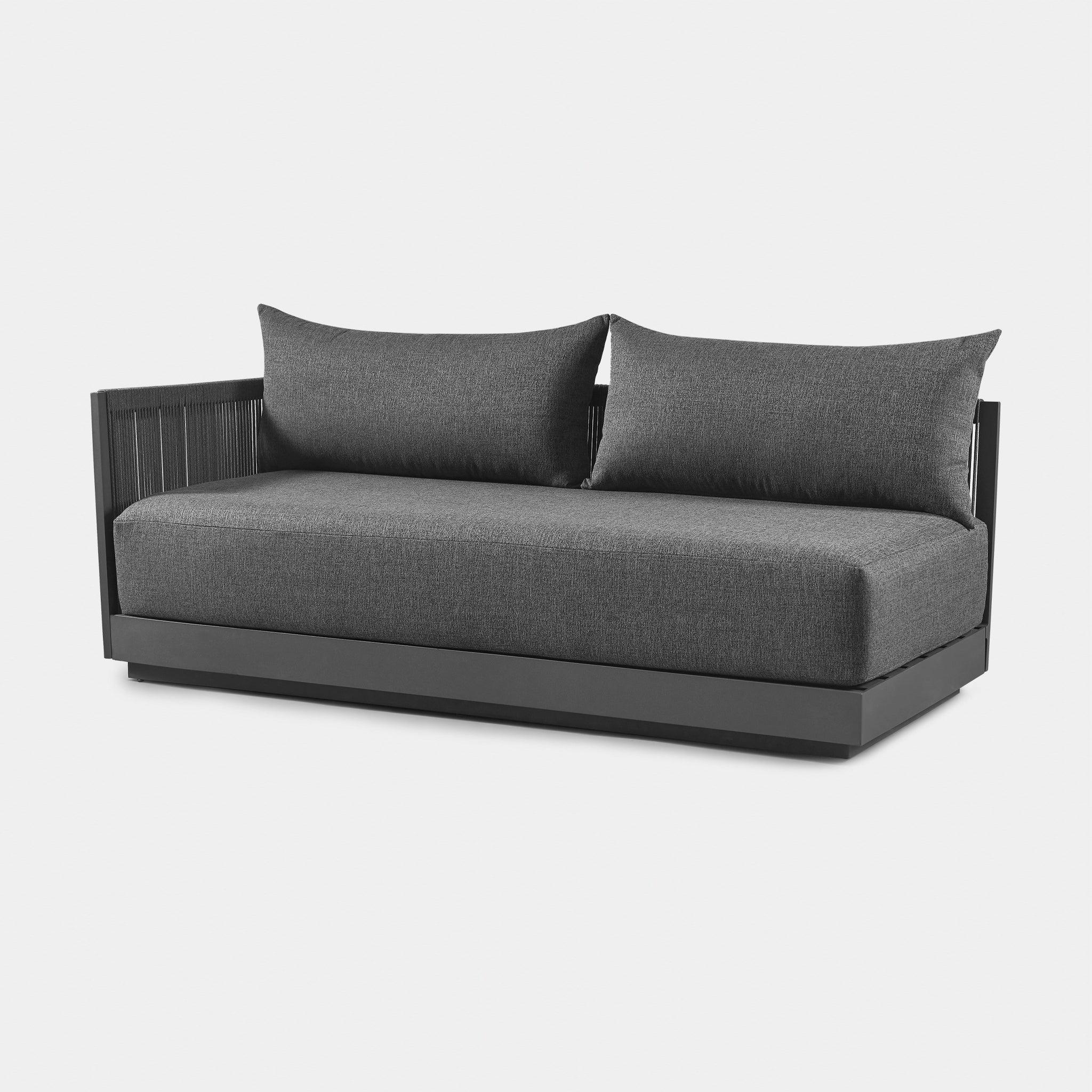 Harbour Antigua 2 Seat 1 Arm Left - Aluminum Asteroid, Siesta Taupe, Rope Dark Gray