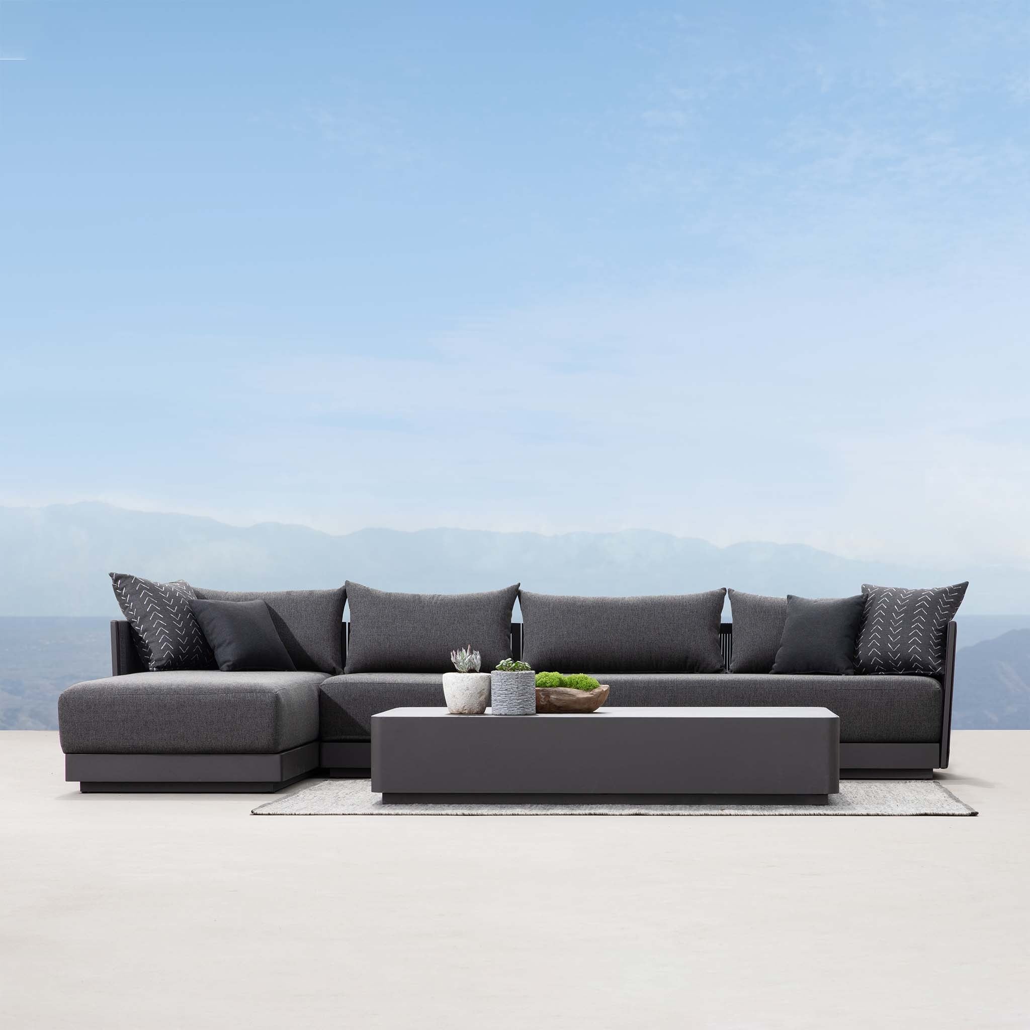 Harbour Antigua 2 Seat 1 Arm Right - Aluminum Asteroid, Lisos Piedra, Rope Dark Gray